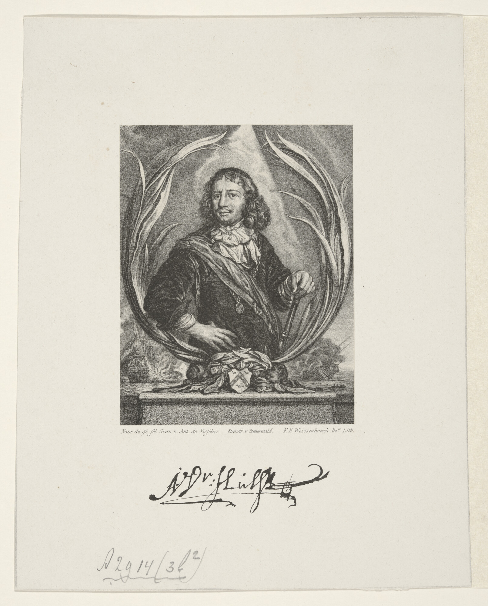 A.2914(03)l 2; Portret van Abraham van der Hulst, Vice-Admiraal van Holland en; prent