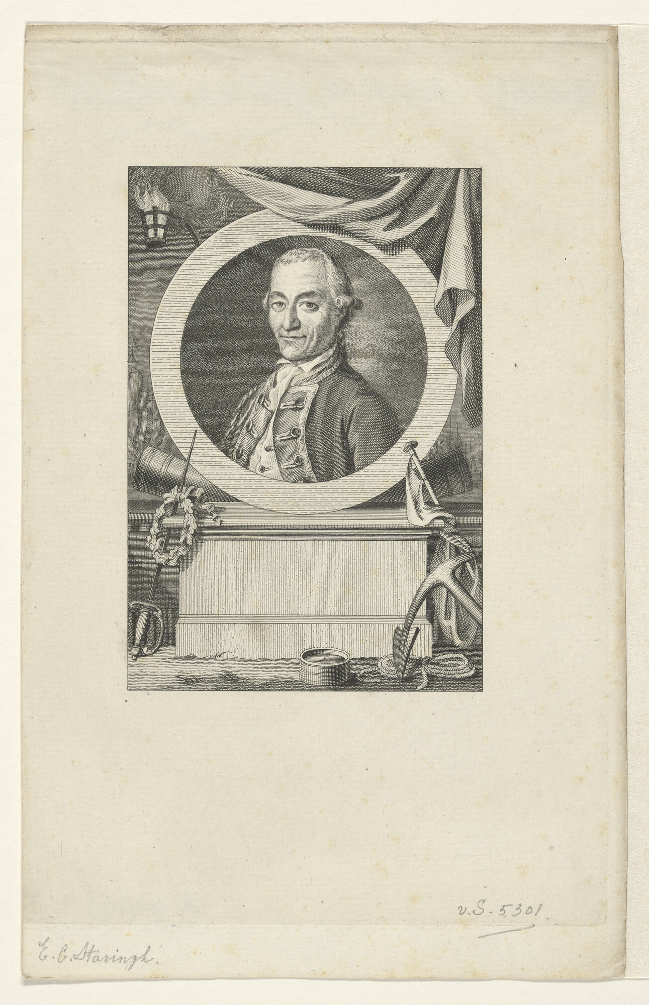 A.0145(179) [nr 0064]; Portret van E.C. Staringh kapitein-ter-zee, 1739 - 1813; prent