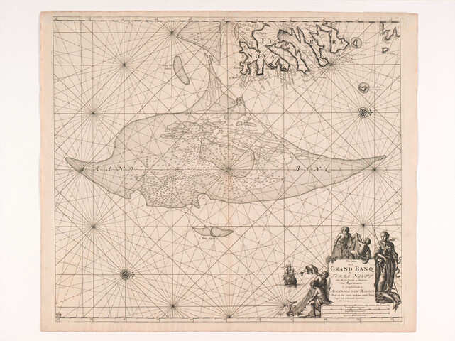 A.0145(212)14; Paskaart van de Grote Bank (Grand Bank) bij Newfound Land, door Claas Jansz. Vooght; zeekaart