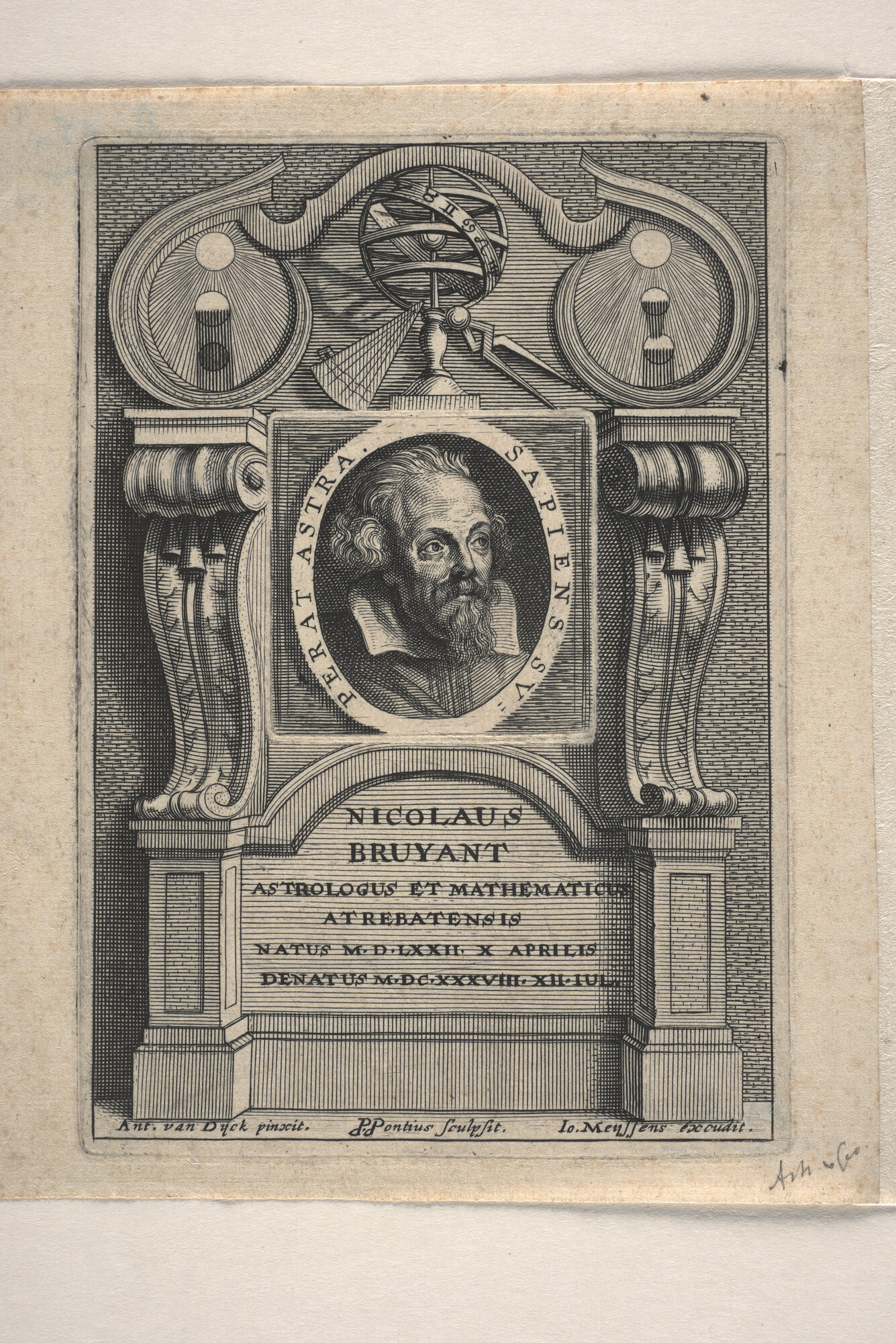 A.0075(071); Portret van Nicolaus Bruyant, astroloog en mathematicus; prent