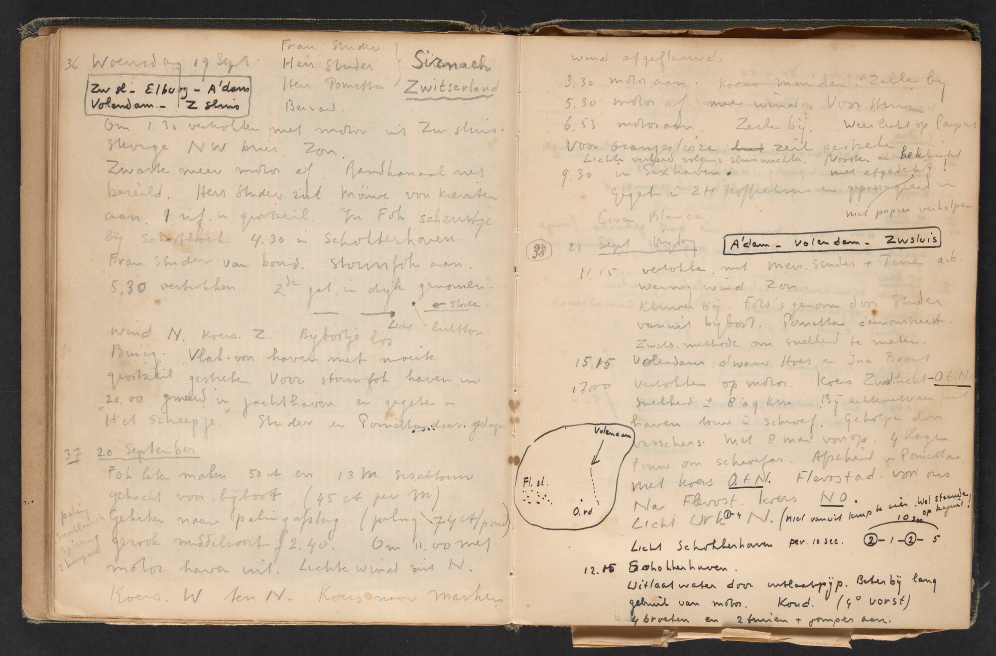 2017.0790; Logboek c.q. fotoalbum van reizen met zeeschouw Grutto in Nederland, 1949-1951; logboek