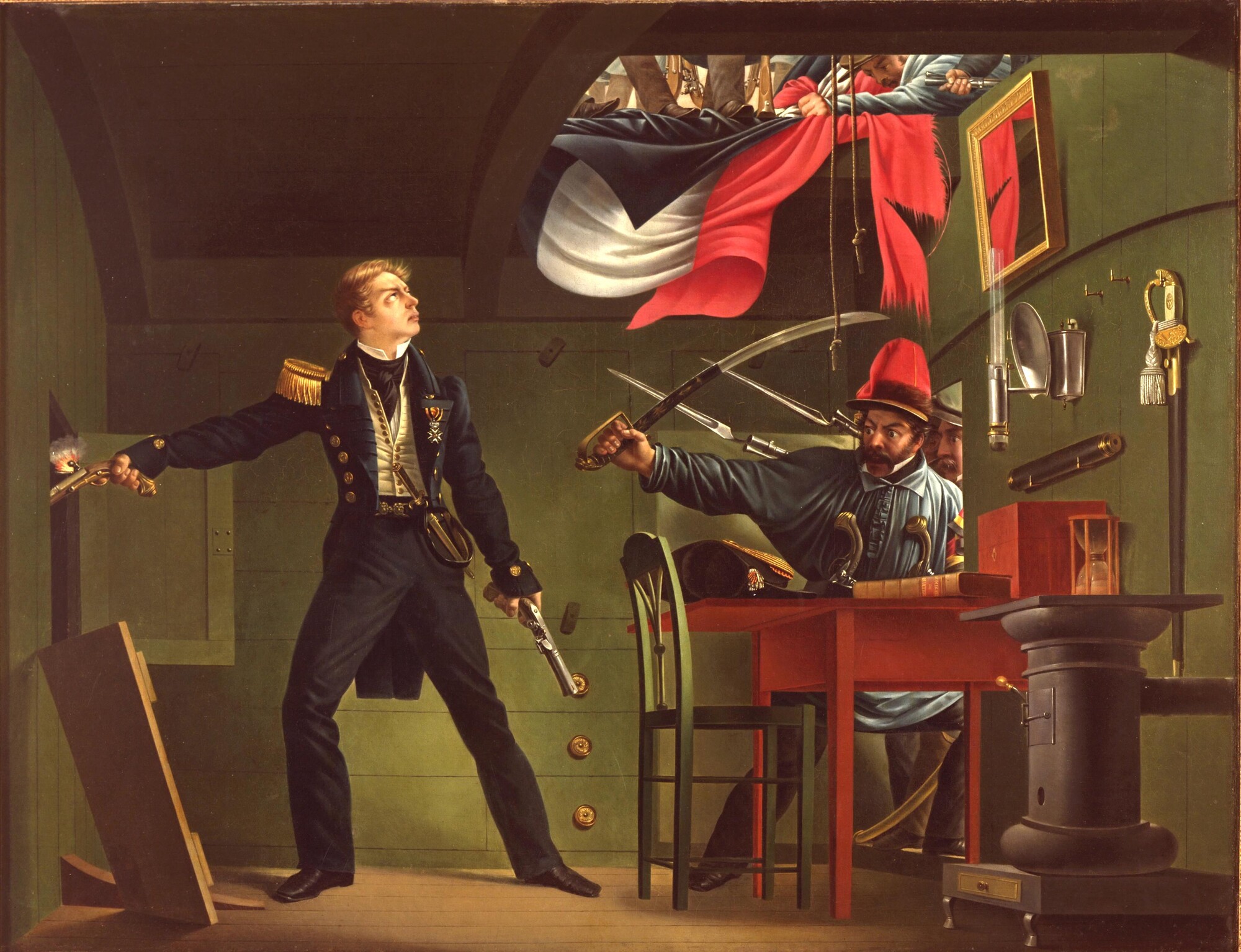 A.0112(01); J.C.J. van Speyk vuurt in het kruit; schilderij