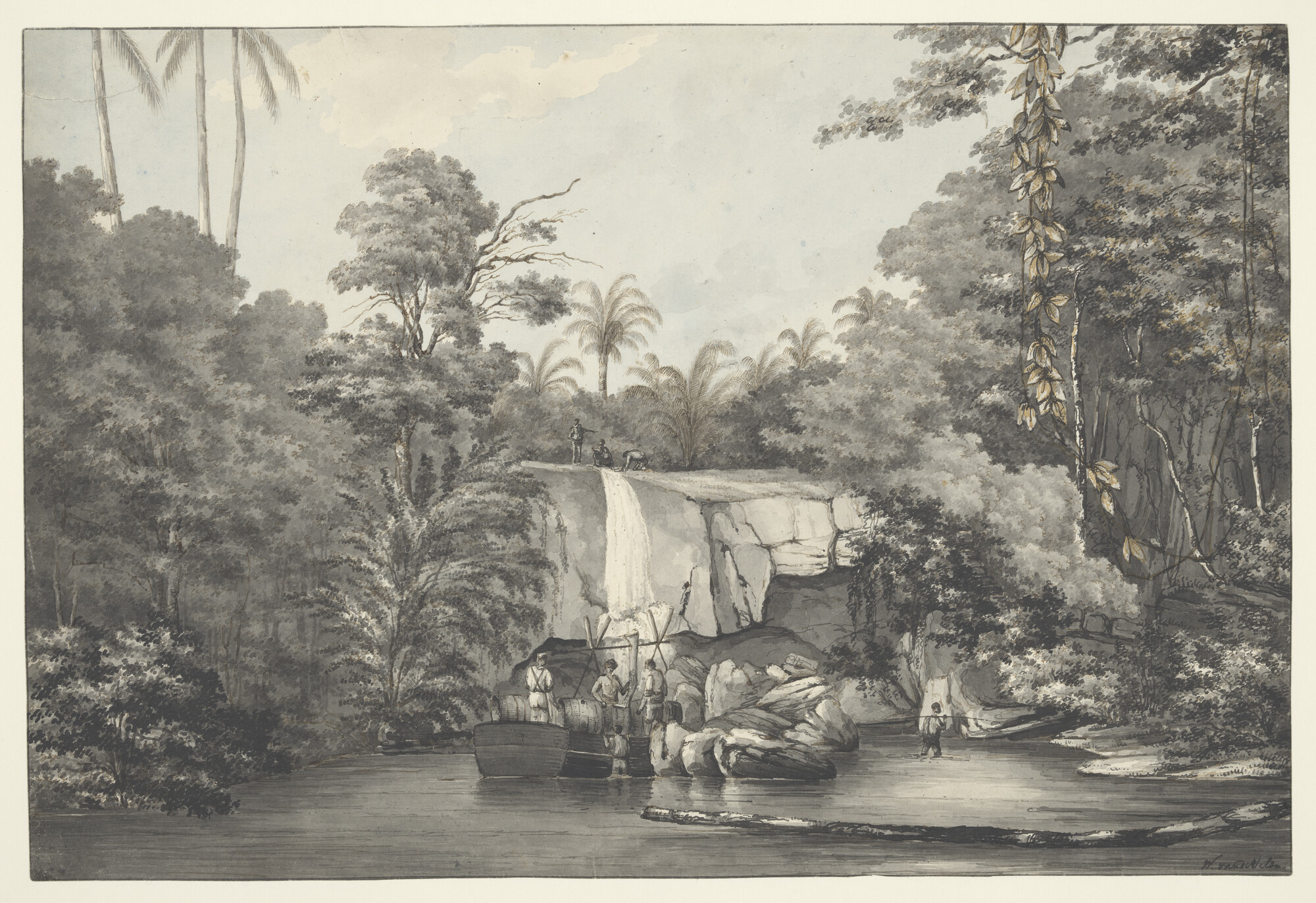 S.2931(03)15; Waterhaalplaats te Goeroe-Goeroe op Ambon; tekening