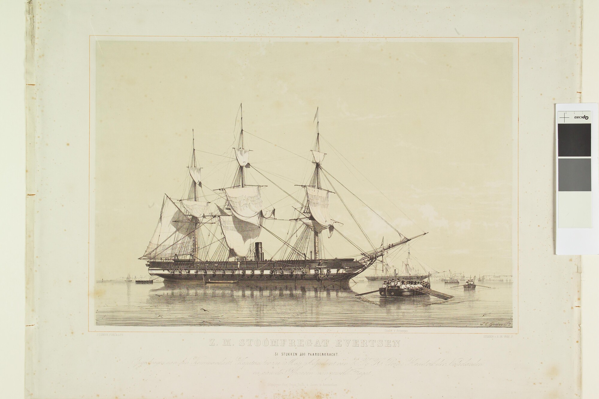 A.0149(0749); Het stoomfregat ' Zr.Ms. 'Evertsen'; prent