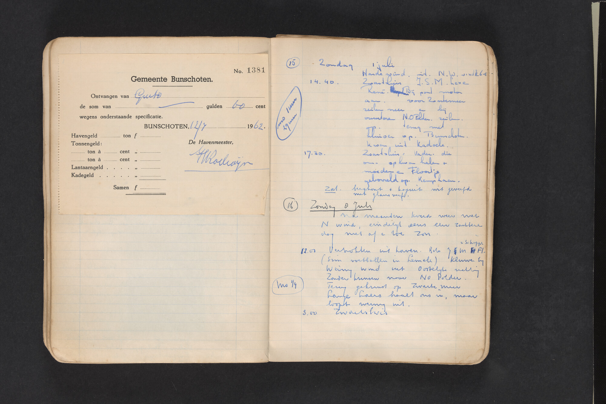 2017.0794; Logboek c.q. fotoalbum van reizen met zeeschouw Grutto in Nederland, 1961-1962; logboek