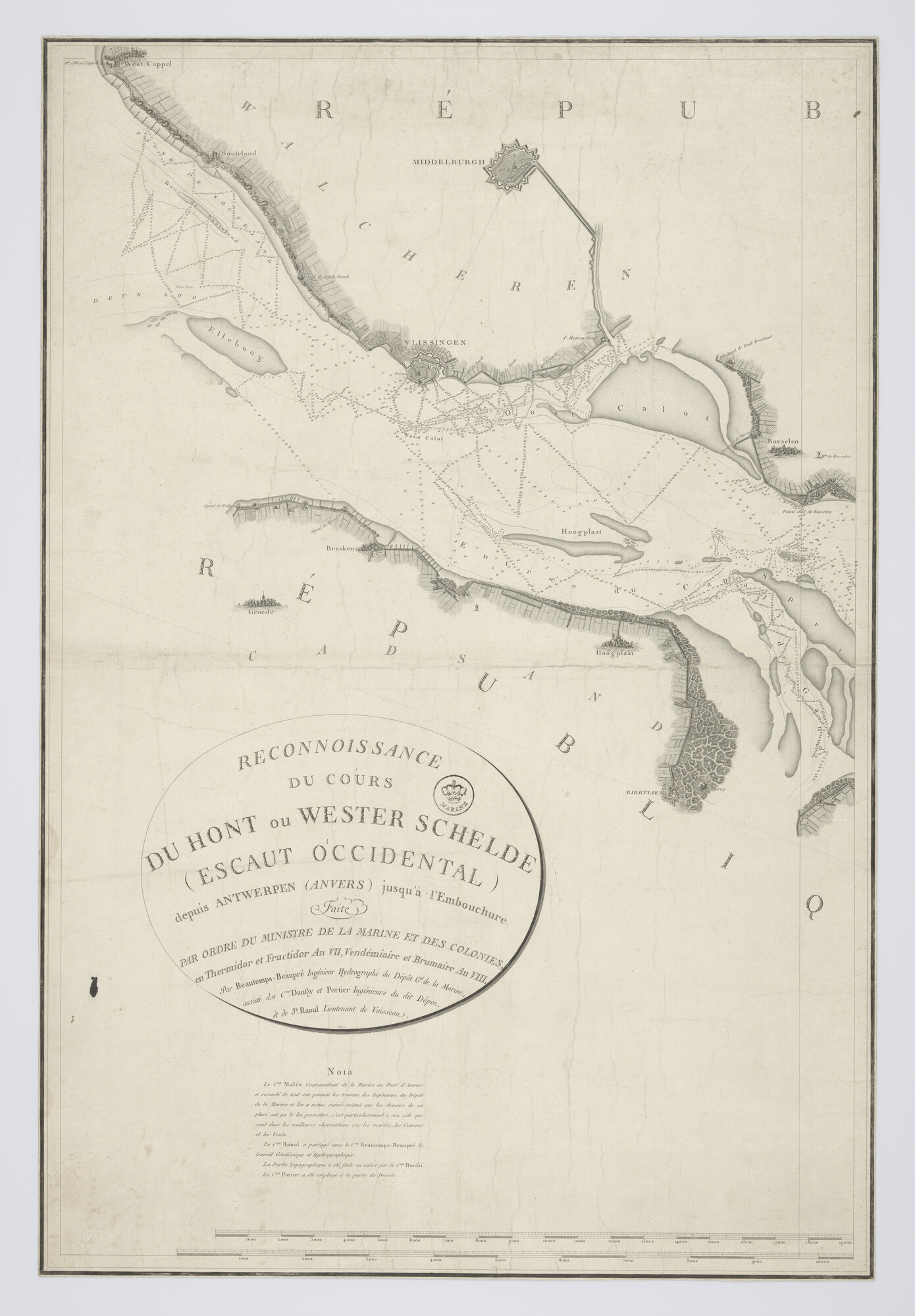 A.5596; Kaart in drie delen van de Schelde; rivierkaart