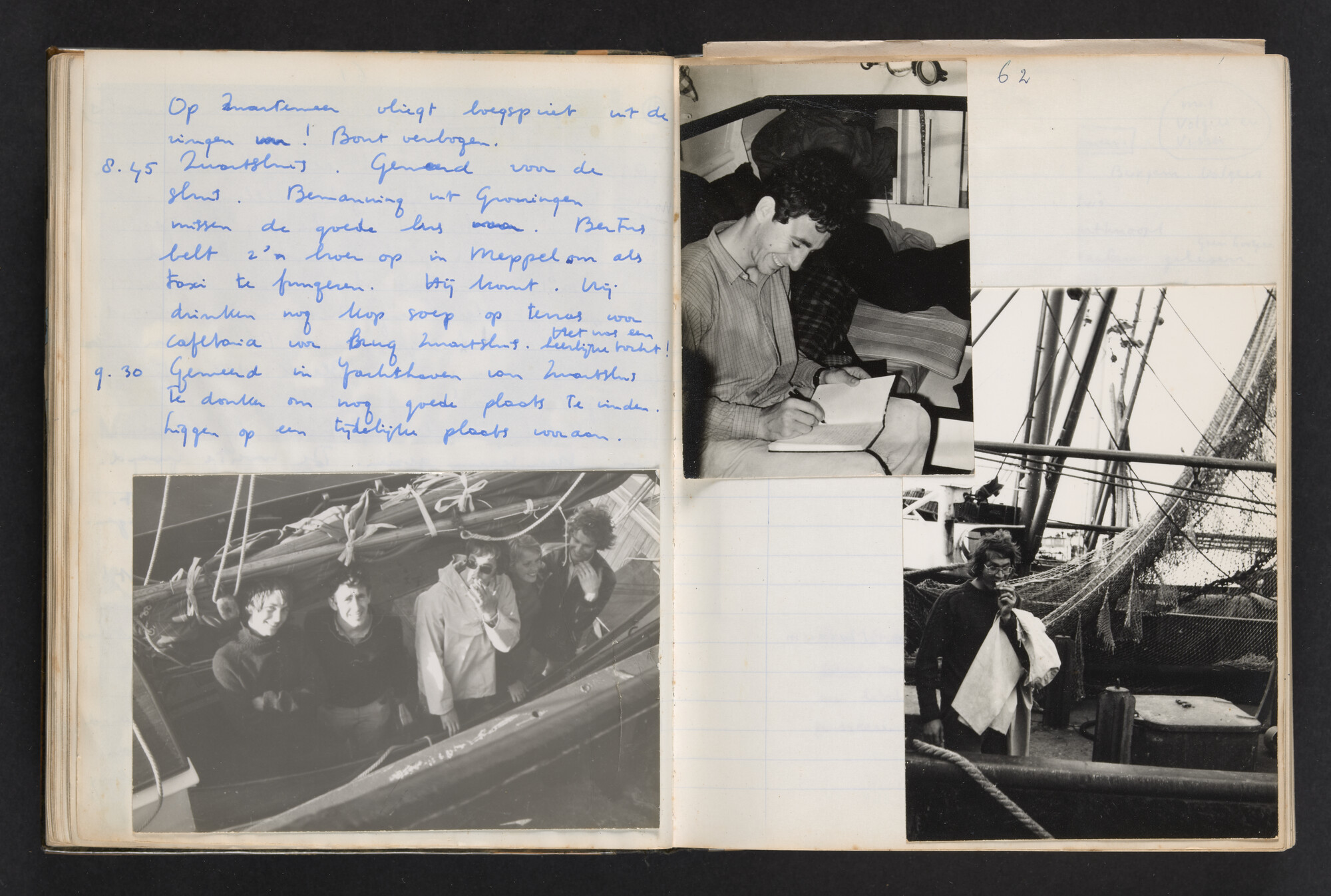 2017.0802; Logboek c.q. fotoalbum van reizen met zeeschouw Grutto (II) in Nederland, Duitsland en Denemarken, 1973-1974; logboek