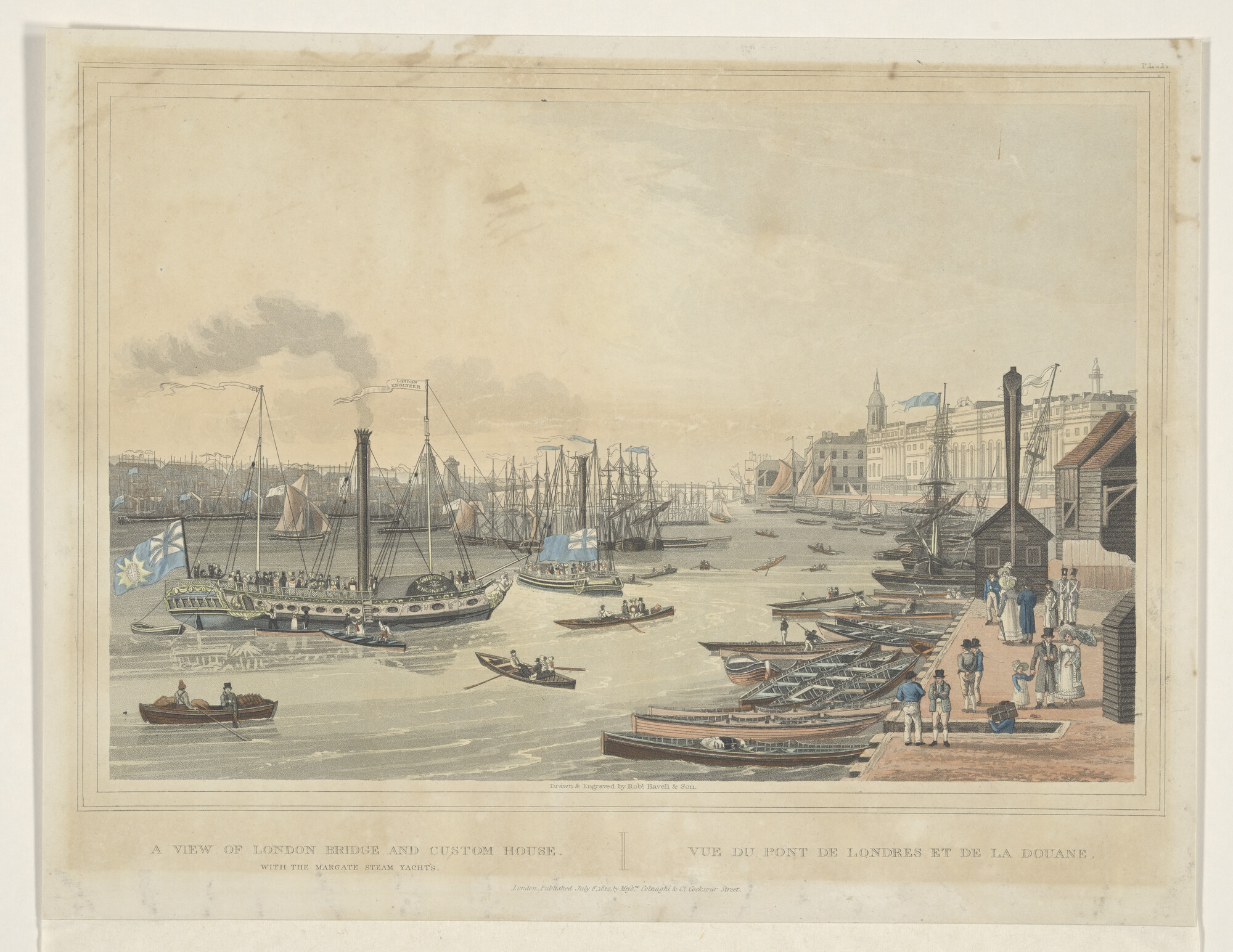A.3558(02); De Engelse raderboot 'London Engineer' op de Theems bij London; prent