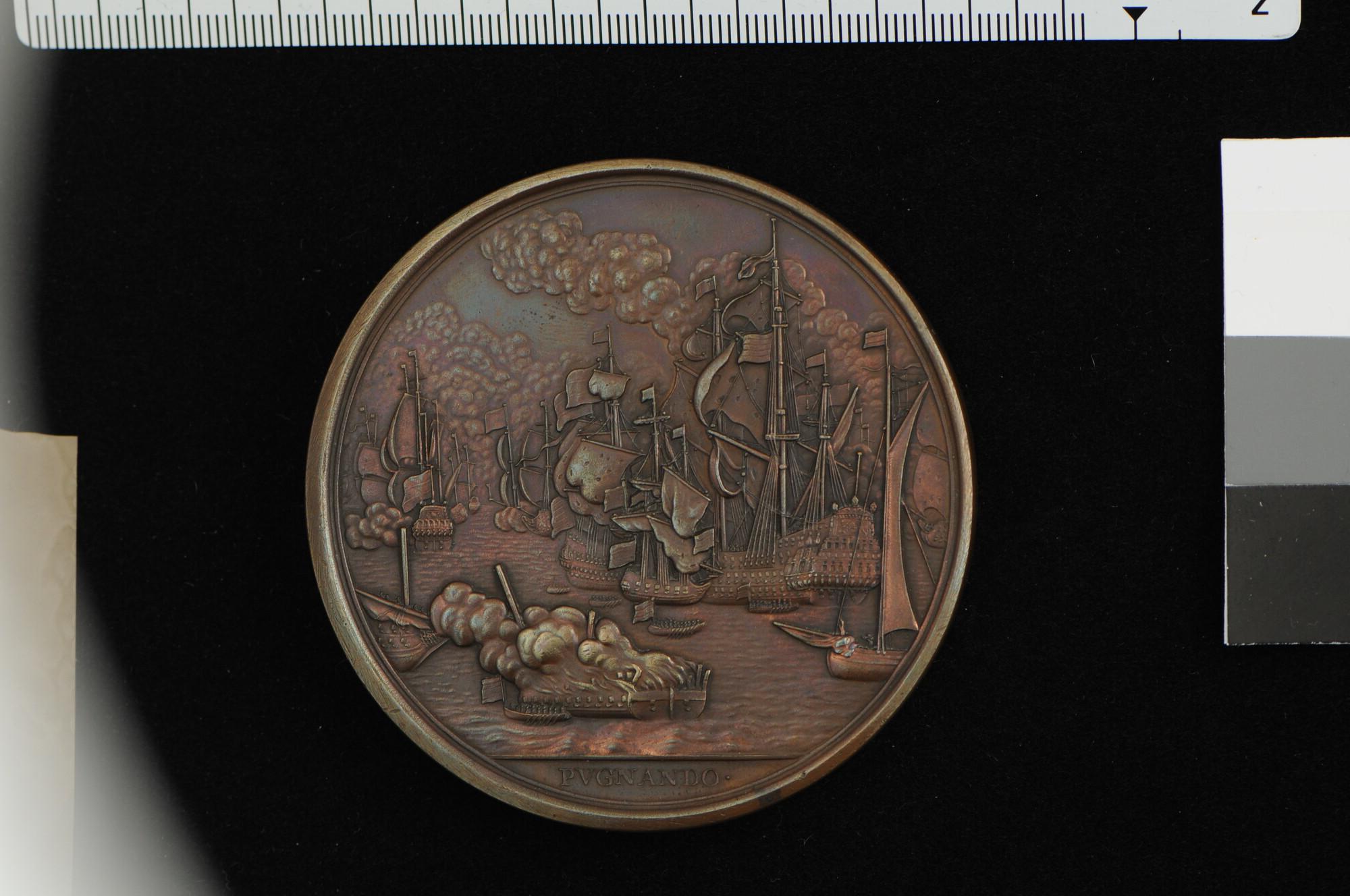 S.0004(01)01; Bronzen penning op het sneuvelen van Michiel Adriaanszoon de Ruyter; penning