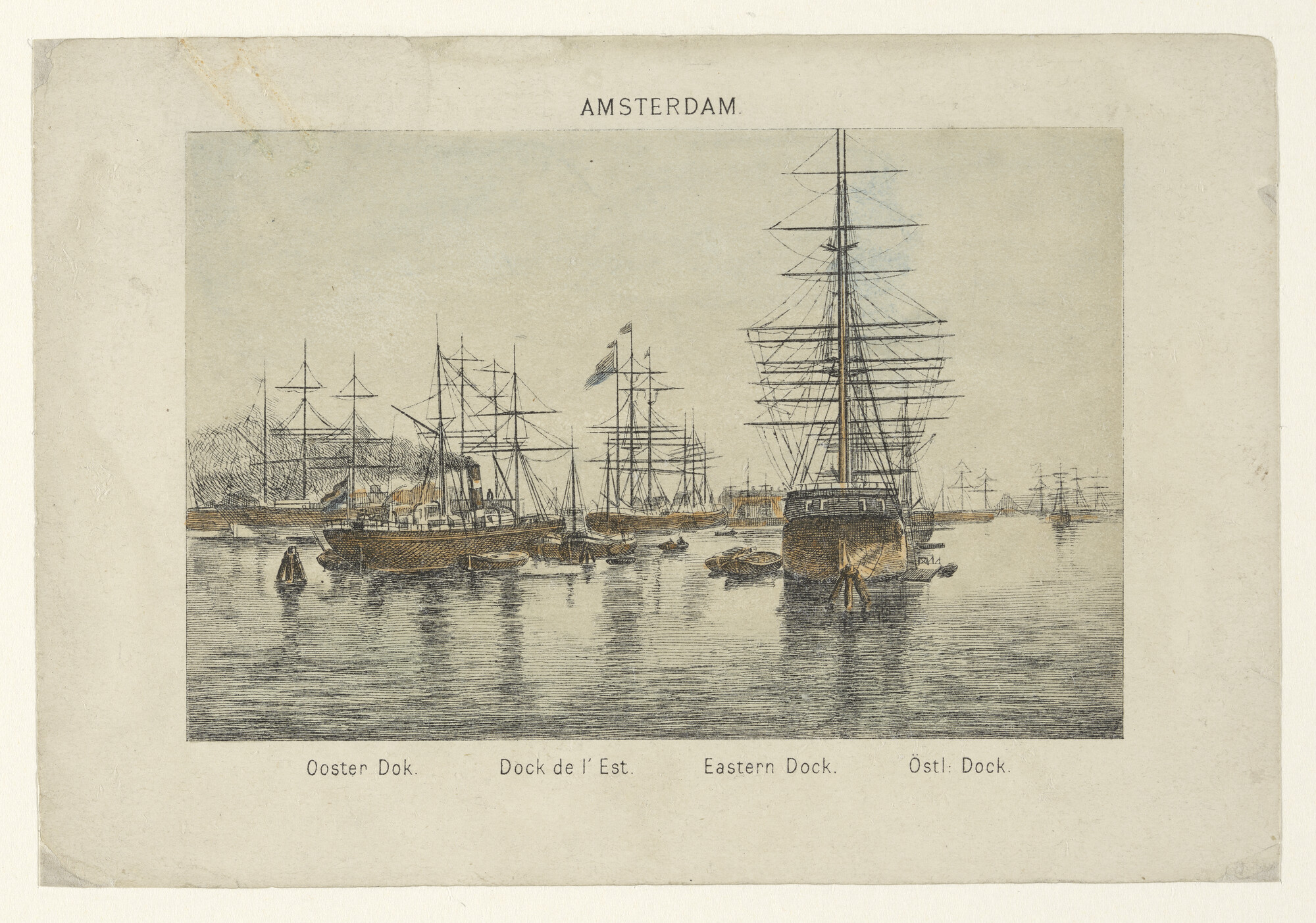 S.5748(10)1; Schepen in het Oosterdok te Amsterdam; prent