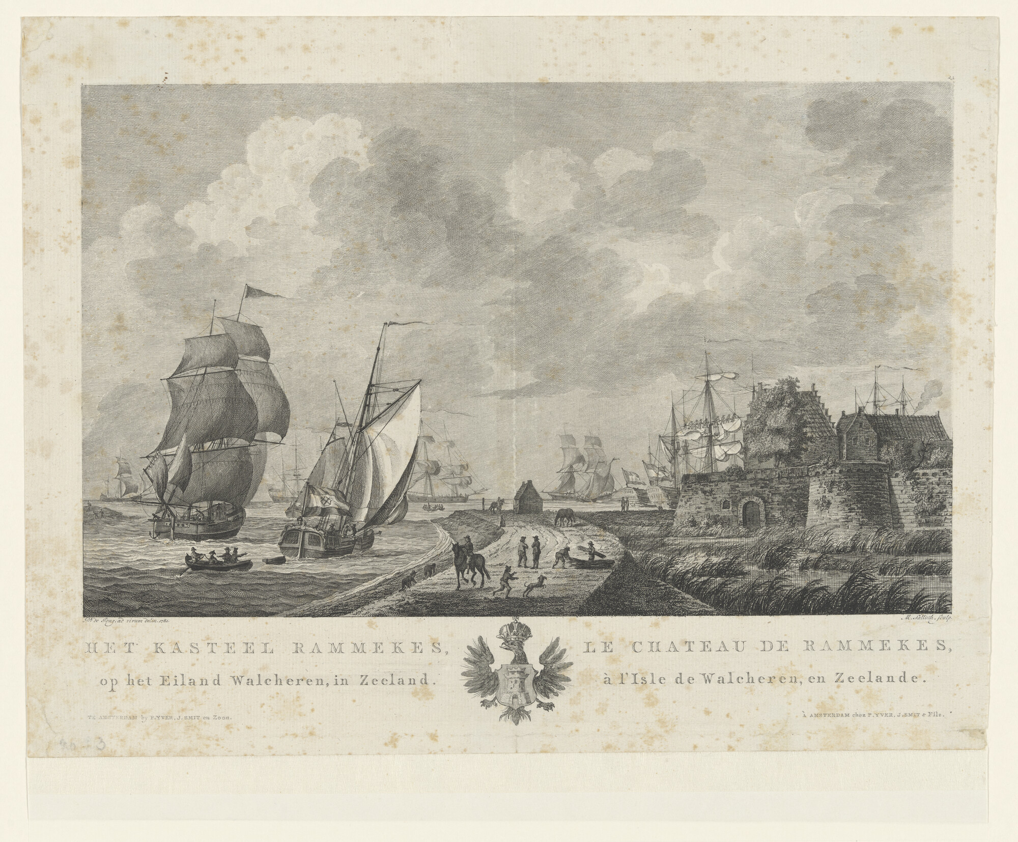 A.0149(0737); Het kasteel Rammekes, op het Eiland Walcheren in Zeeland; prent
