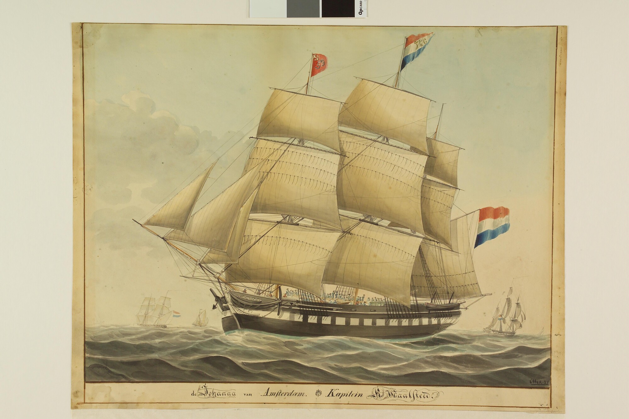 A.0426(02); Het Nederlandse fregatschip 'Johanna' van Amsterdam; tekening