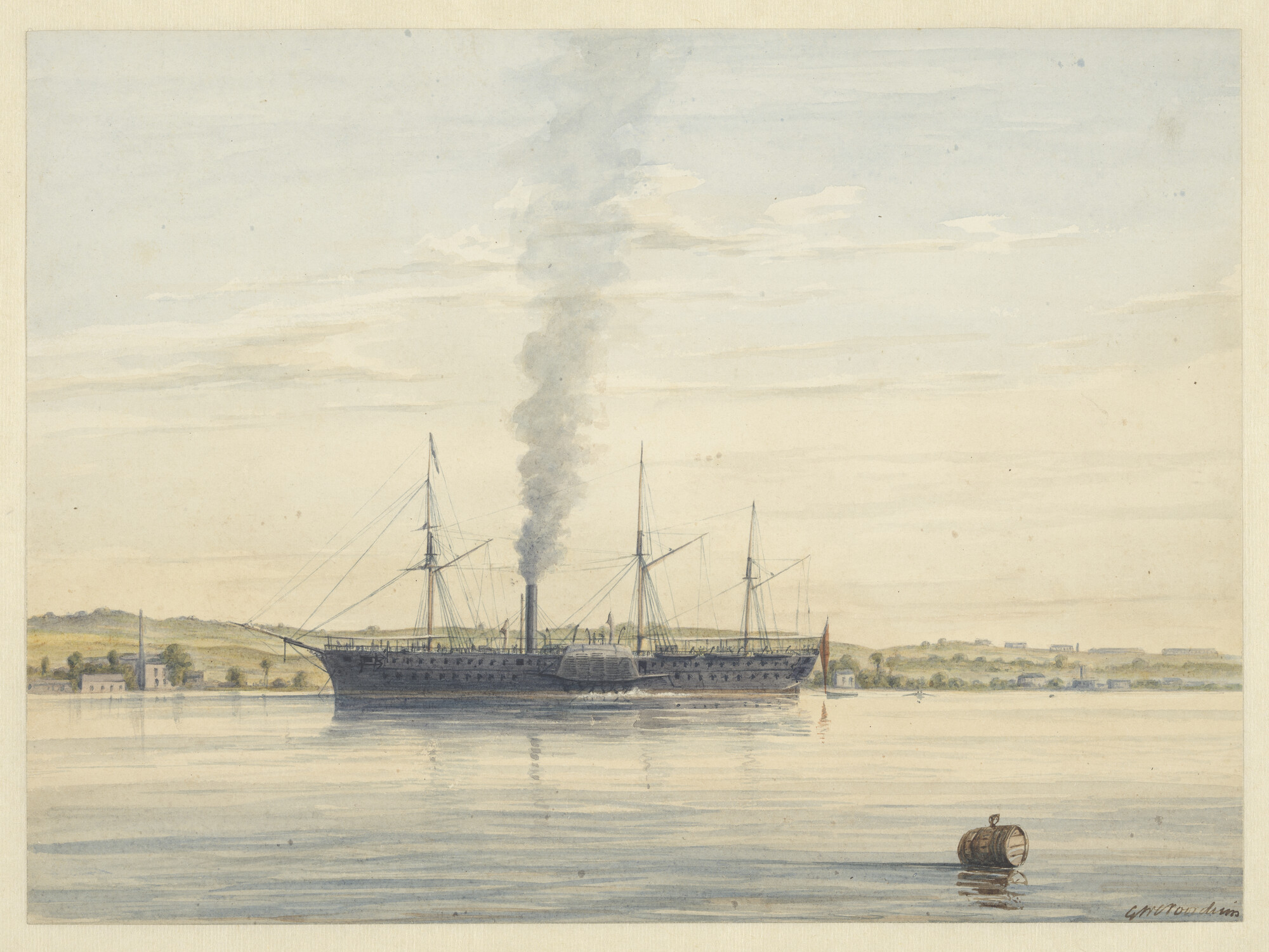 A.3504(16); Het Engelse raderstoomschip 'Thames'; tekening