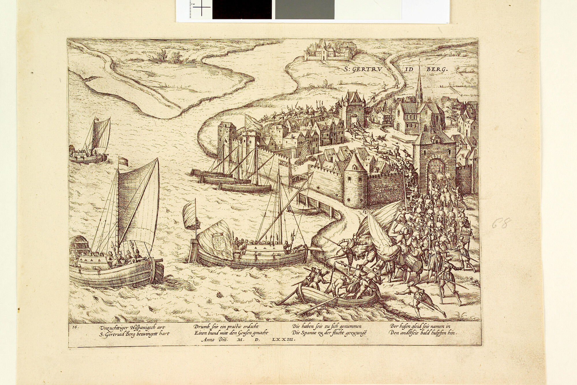 A.0145(027)131; Geertruidenberg door de Staatsen ontzet, 28 augustus 1573; prent