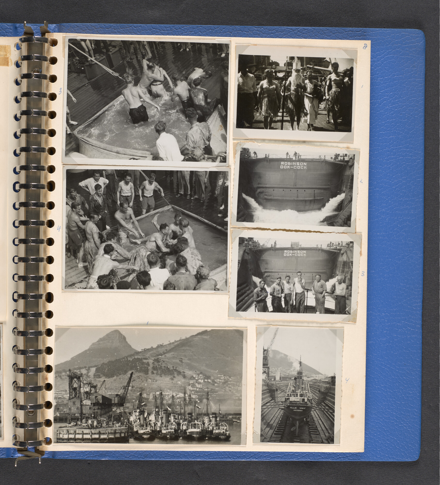 2022.1516; Multomap met foto's gemaakt tijdens reizen van walvisfabrieksschip Willem Barendsz (I), seizoenen 1947-'48 t/m 1950-'51; fotoalbum