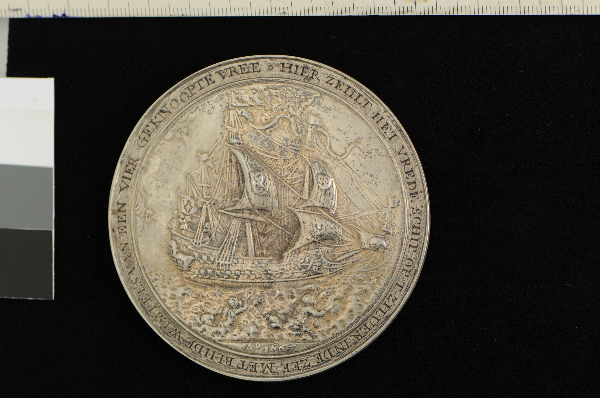 A.0015(06); Penning geslagen op de Vrede van Breda, 1667; penning