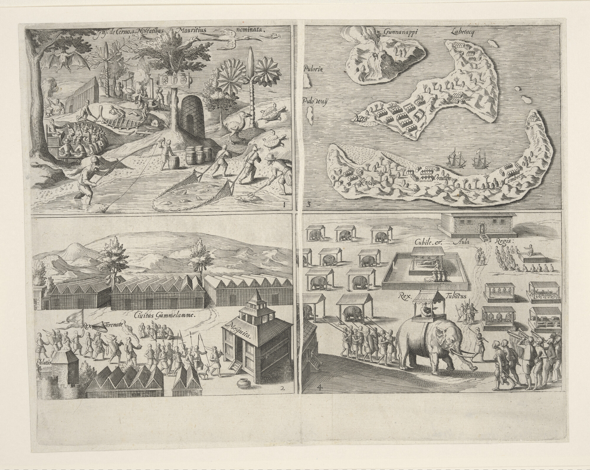 A.2185(05); Illustratie uit de reisbeschrijving van de Tweede Schipvaart naar Indië onder Jacob van Neck en Wybrand van Warwijck; prent