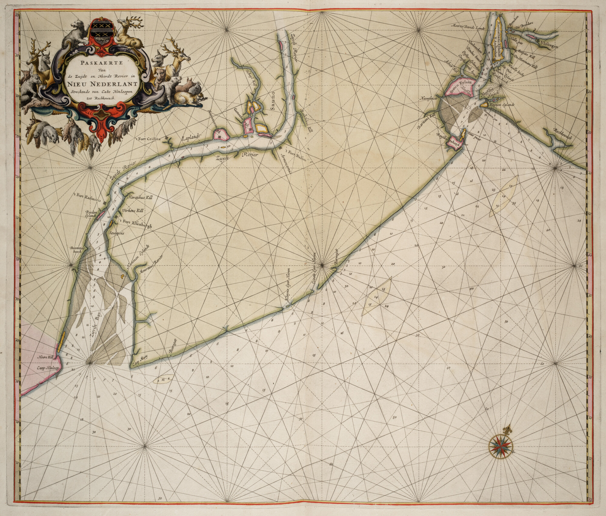 S.1034(17) [kaart 036]; Zeekaart van de oostkust van de Verenigde Staten tussen de mondingen van de; zeekaart