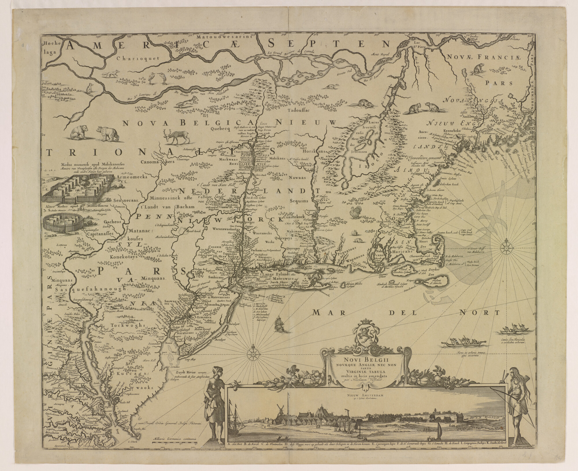 A.0145(064)7; Kaart van Nieuw Nederland, Nieuw Engeland en een deel van Virginia; landkaart