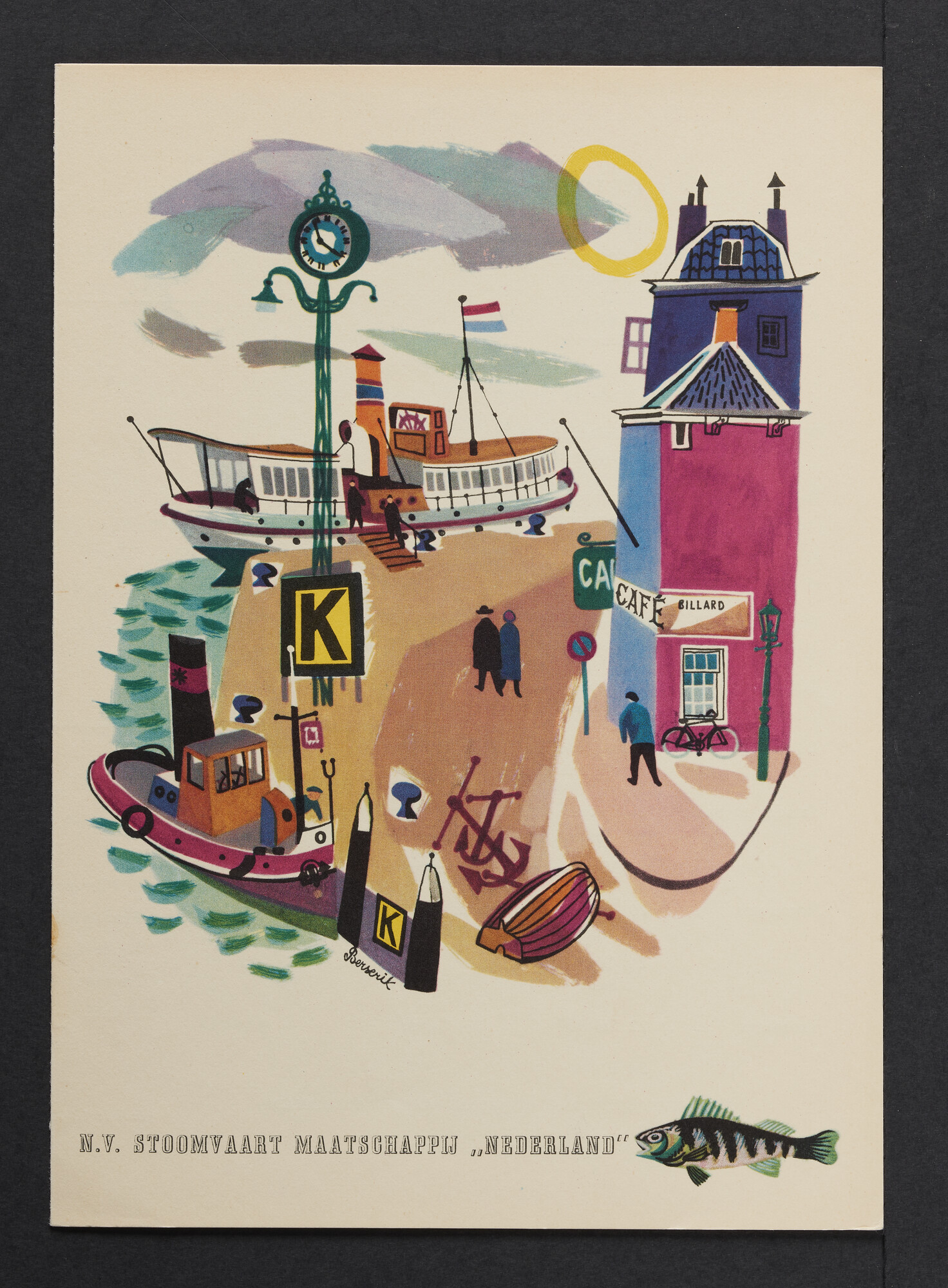 2019.0650; Menukaart voor het ontbijt eerste klas a/b ms. Oranje 18 april 1957; menukaart