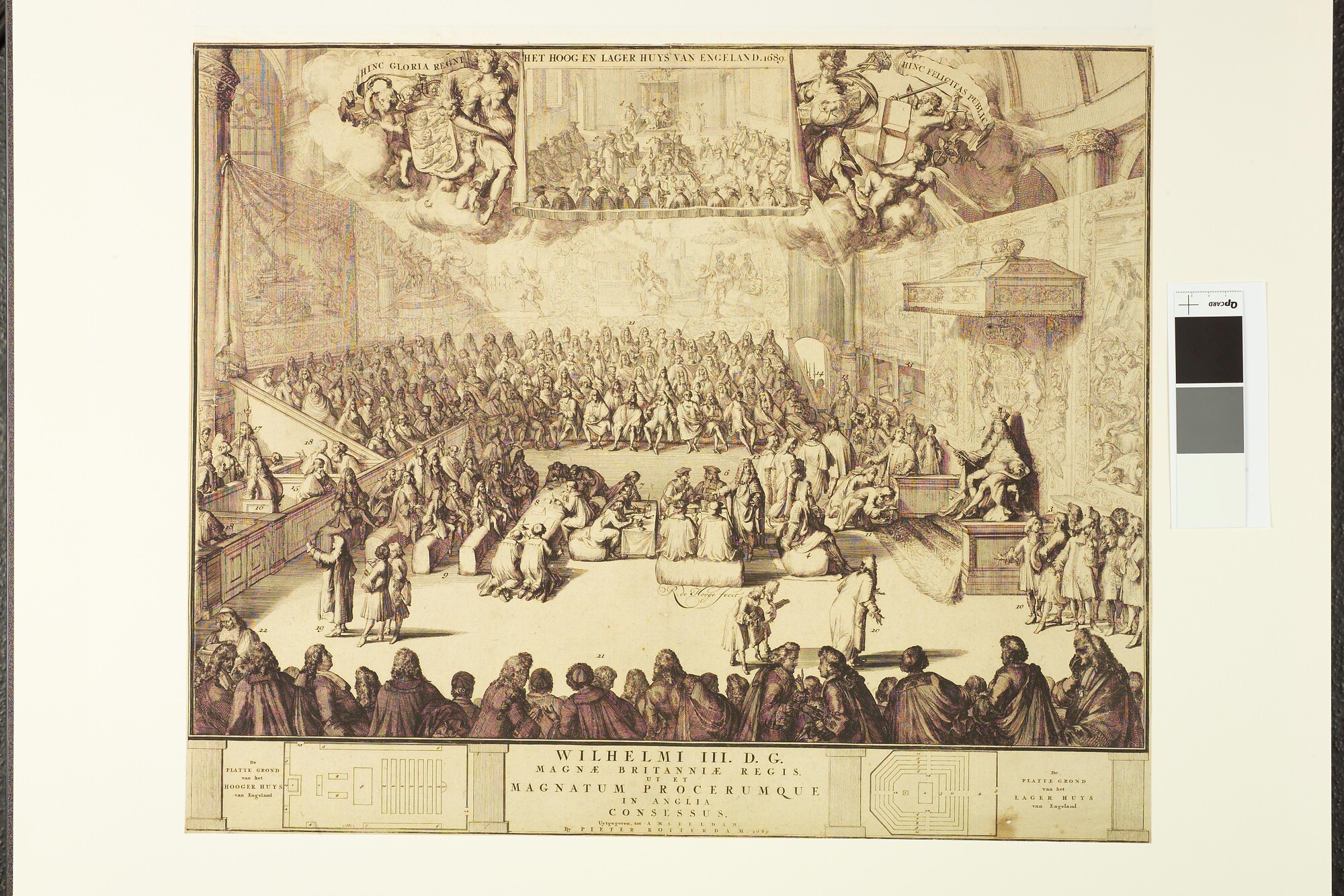 A.0339(03); Zitting van het Lagerhuis met Willem III op de troon; prent