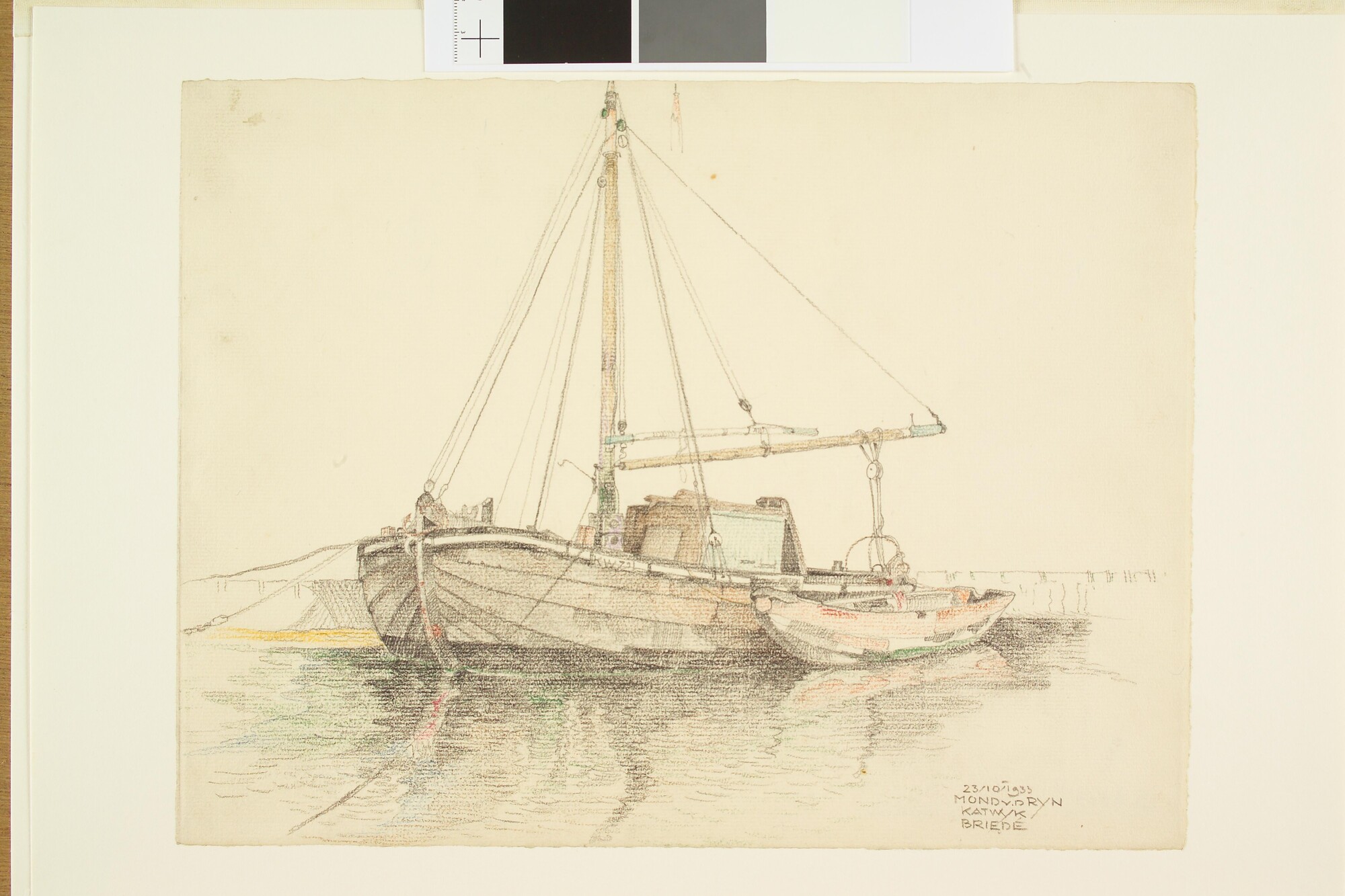 S.4364(04); De bom 'KW 72' met vlet aan de kade; tekening