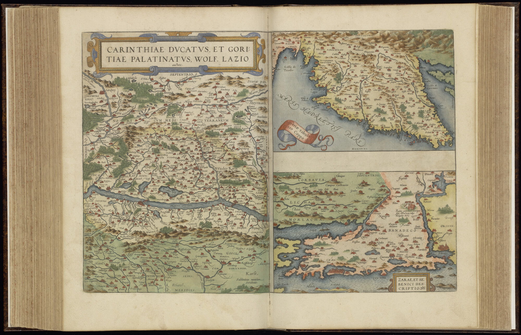 A.0145(042) [kaart 077]; Kaart van Karinthië in Oostenrijk. Kaart van het schiereiland van Noordwest-Kroatië. Kaart van de kust van Kroatië; kaart