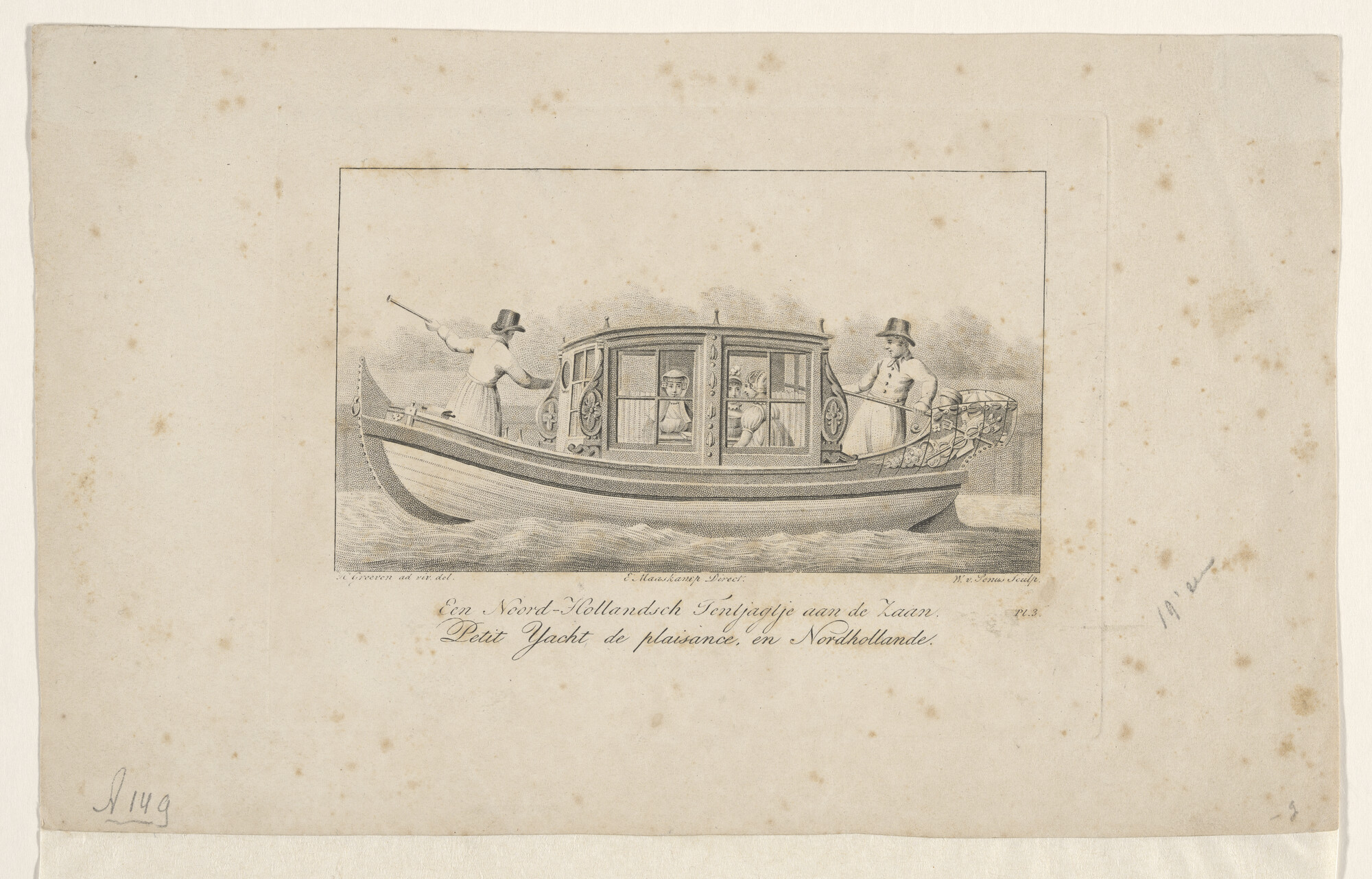 A.0149(0576); Een Noord-Hollands tentjachtje op de Zaan; prent