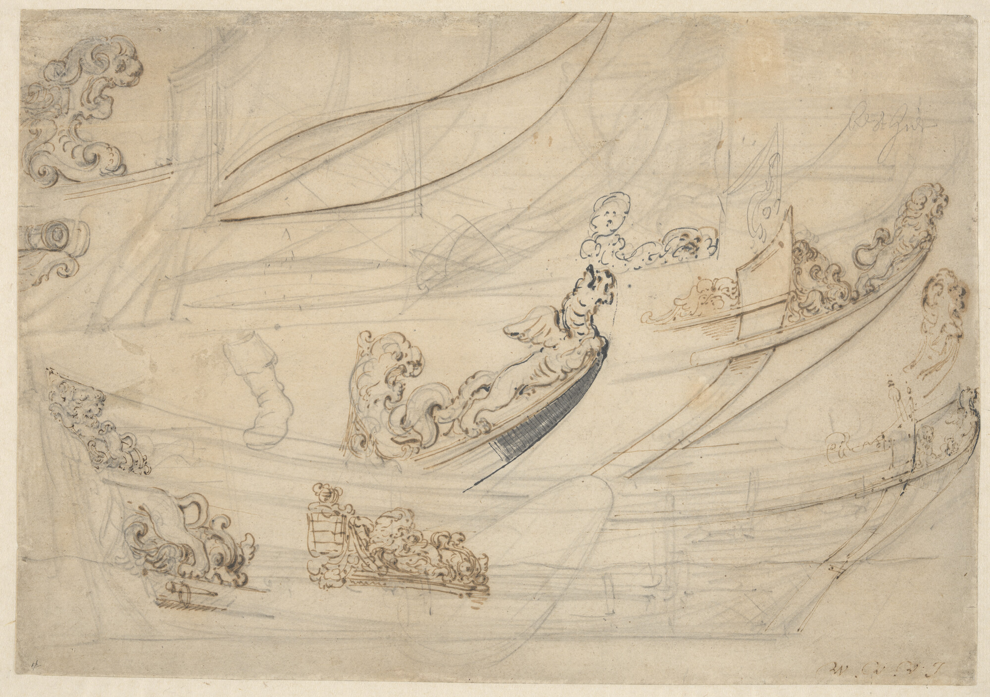 A.0149(0874); Scheepssier van een jacht; tekening