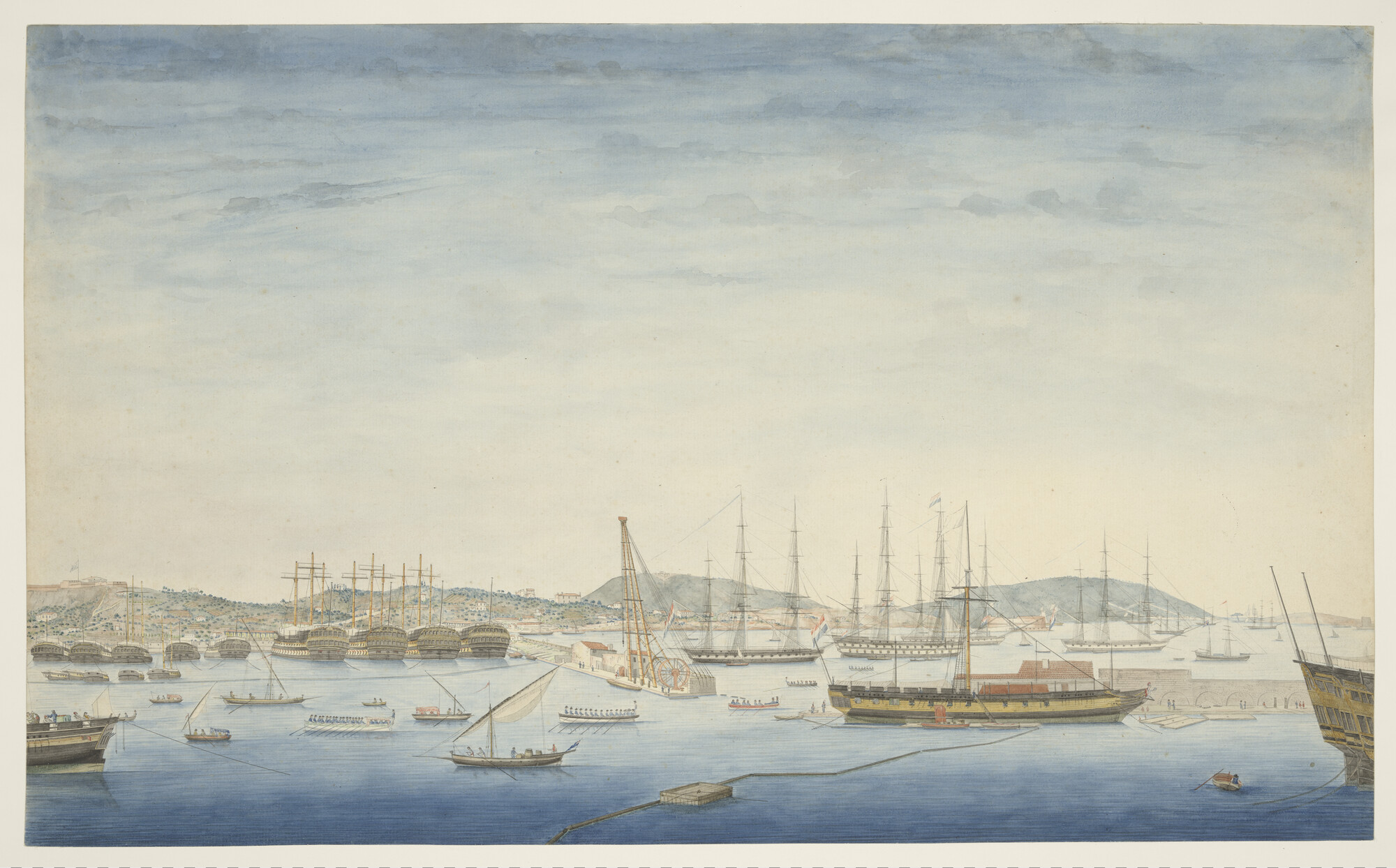 A.0246(02); Bezoek van het Middellandse Zee eskader aan Toulon, 1819; tekening