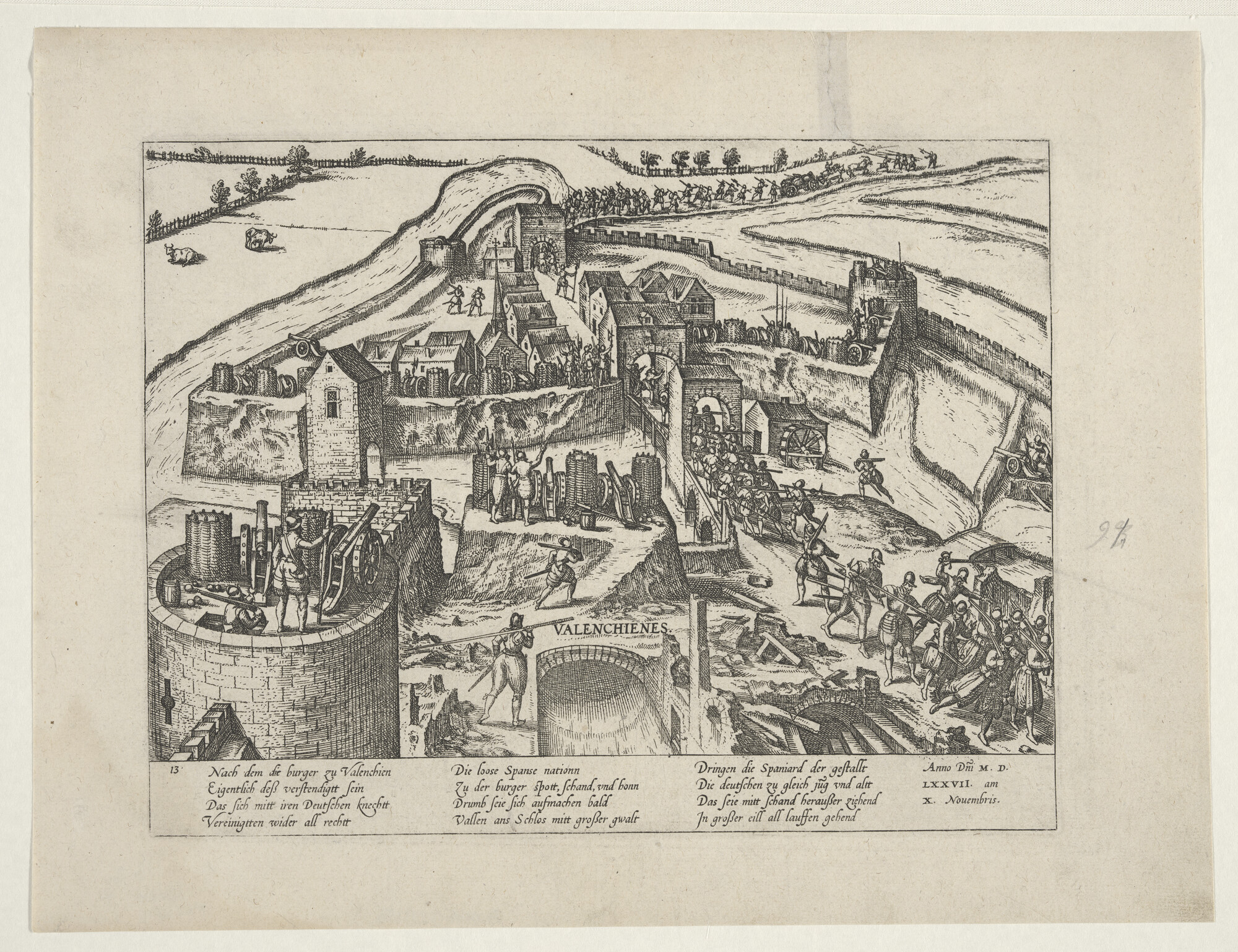 A.0145(027)156; Valenciennes van de Spanjaarden bevrijd, 10 november 1576; prent