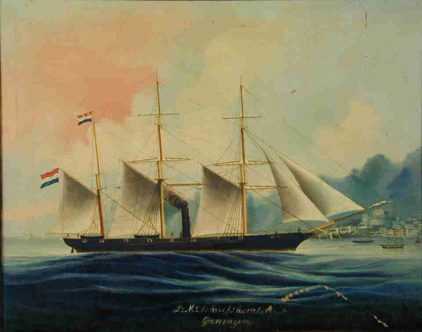 S.6289; Het schroefstoomkorvet Zr.Ms. Groningen; schilderij