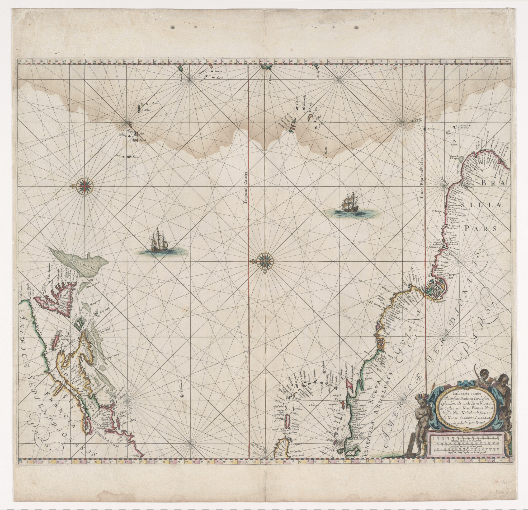 A.0145(211) [nr 0157]; Pascaert van de Vlaemsche, Soute, en Caribische Eylanden; zeekaart