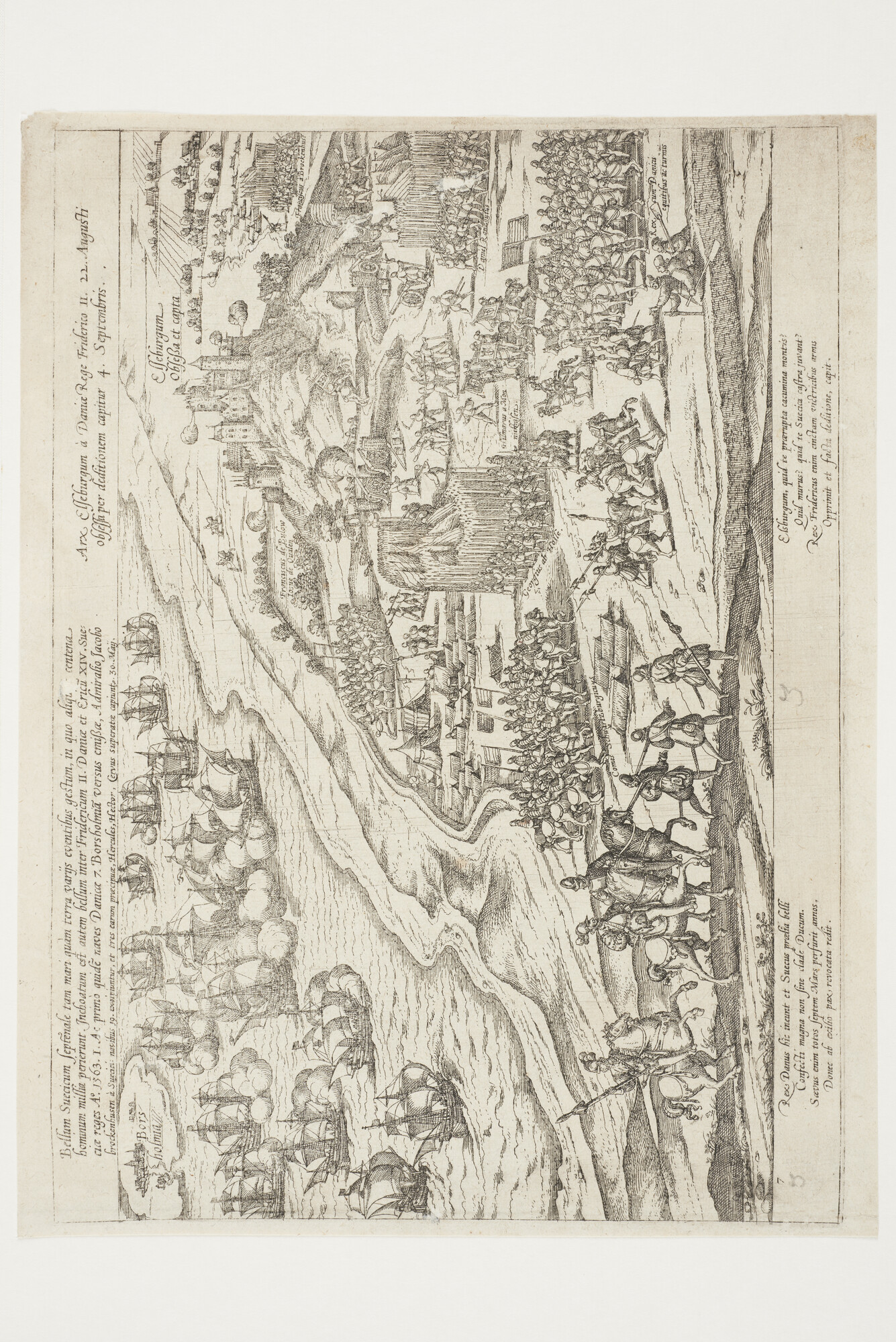 A.0145(027)375; Zeeslag bij Bornholm, 30 mei 1563, Elseburg na een beleg van 22 augustus 1563; prent