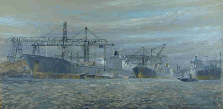A.5065; Bulkoverslaghaven te Rotterdam; schilderij