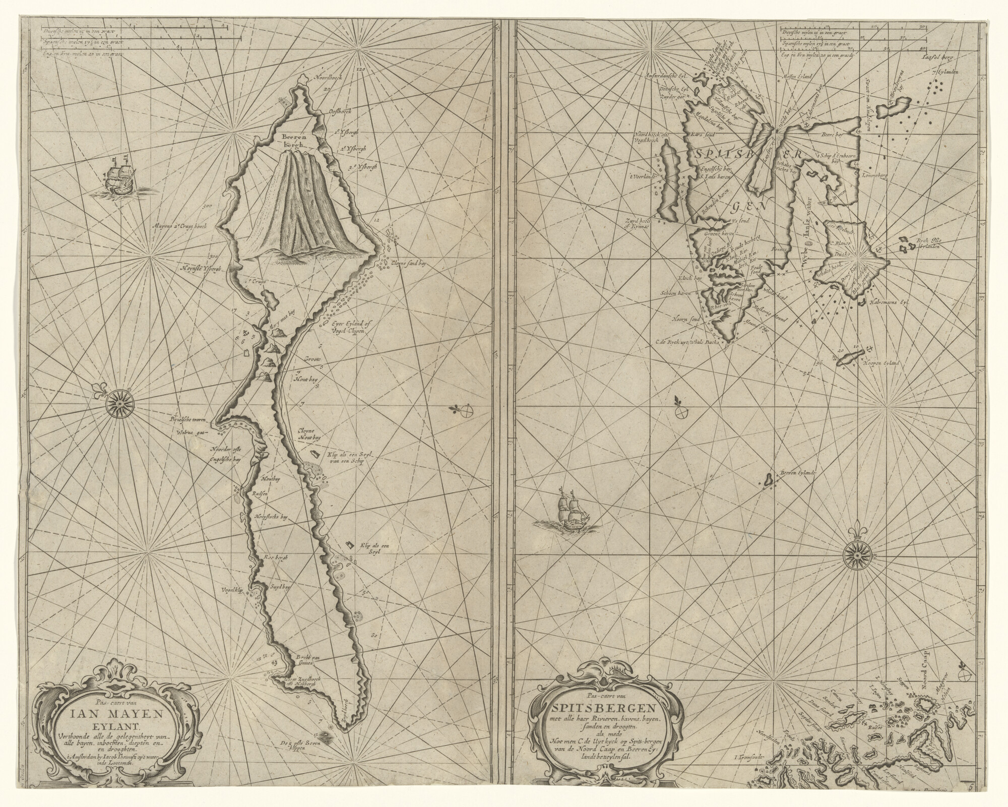 S.1072(02)22; Kaart van de eilanden Jan Mayen eiland, Spitsbergen en Bereneiland; zeekaart