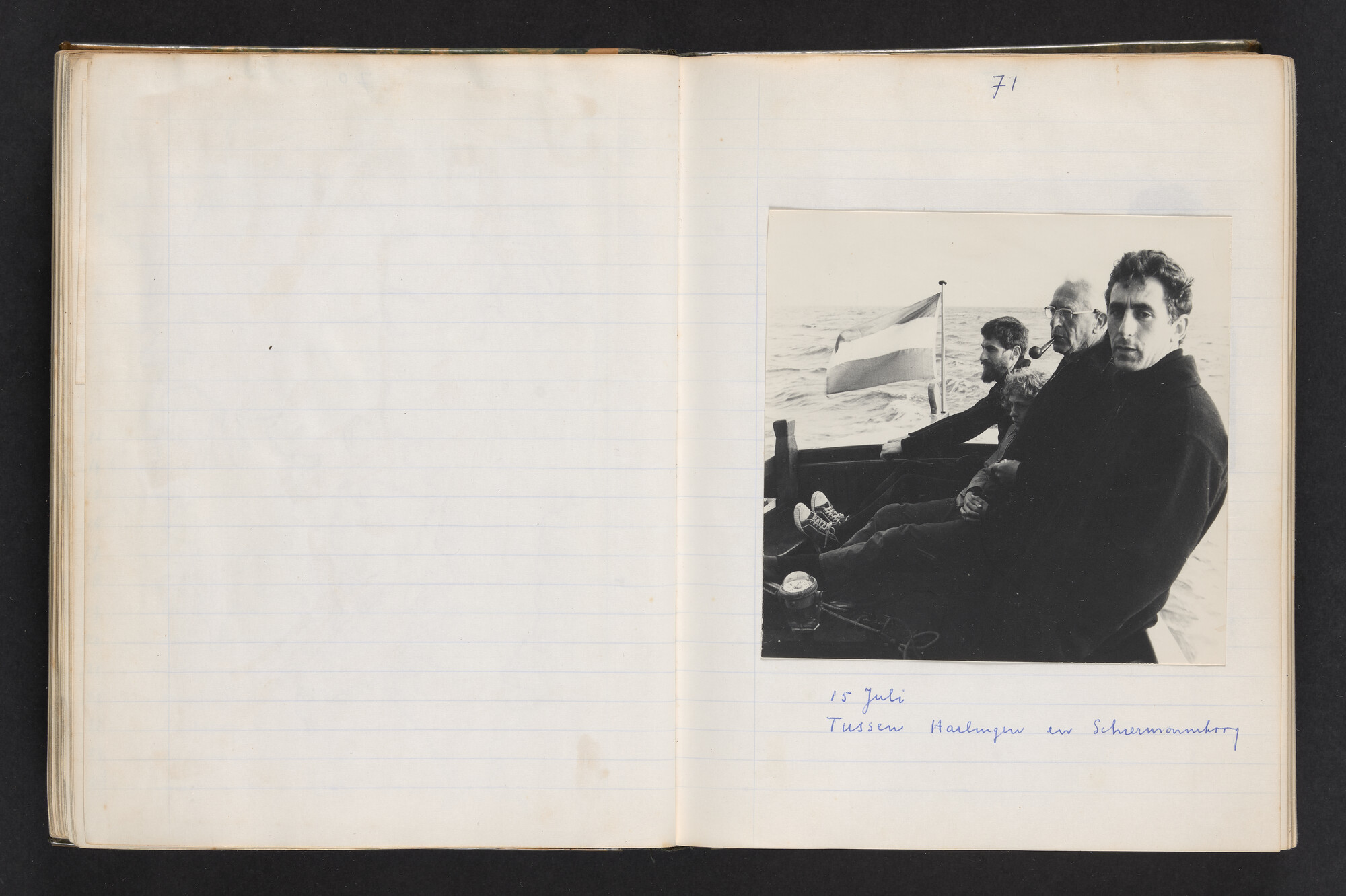 2017.0802; Logboek c.q. fotoalbum van reizen met zeeschouw Grutto (II) in Nederland, Duitsland en Denemarken, 1973-1974; logboek