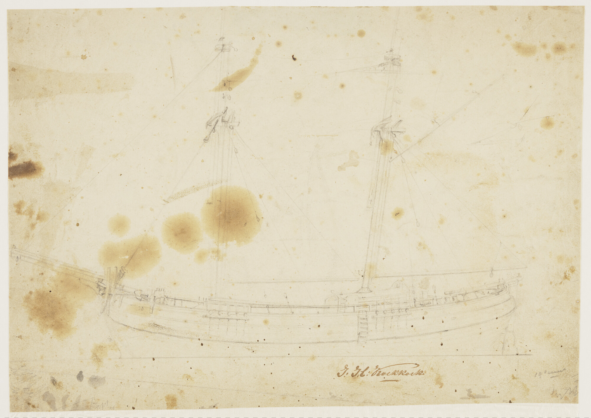 A.0149(0443); Tekening van een tweemastgaljoot; tekening