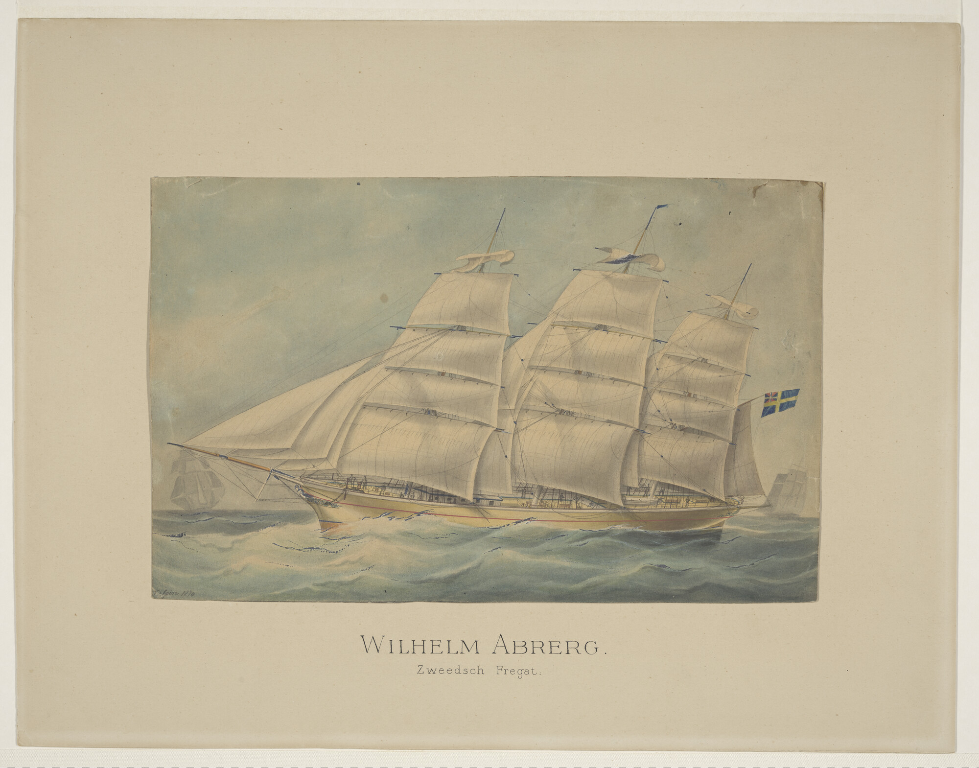 A.0037(08) [nr 0002]; Het Zweedse fregatschip Wilhelm Abreg; tekening
