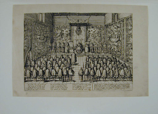 A.0145(027)011; Afstand van Karel V op 25 oktober 1555; prent