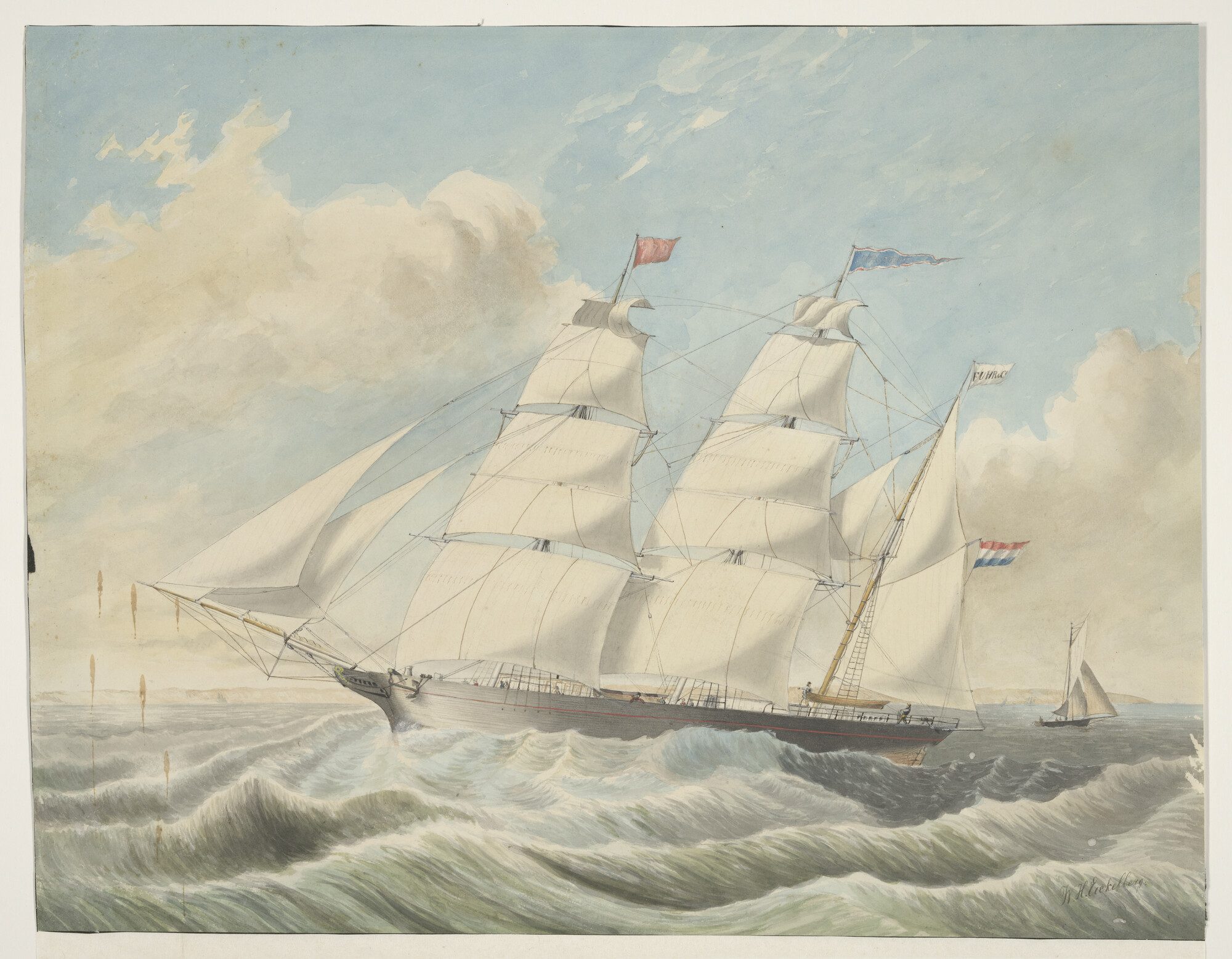 A.2051(01); Het barkschip 'Anna Sophia'; tekening