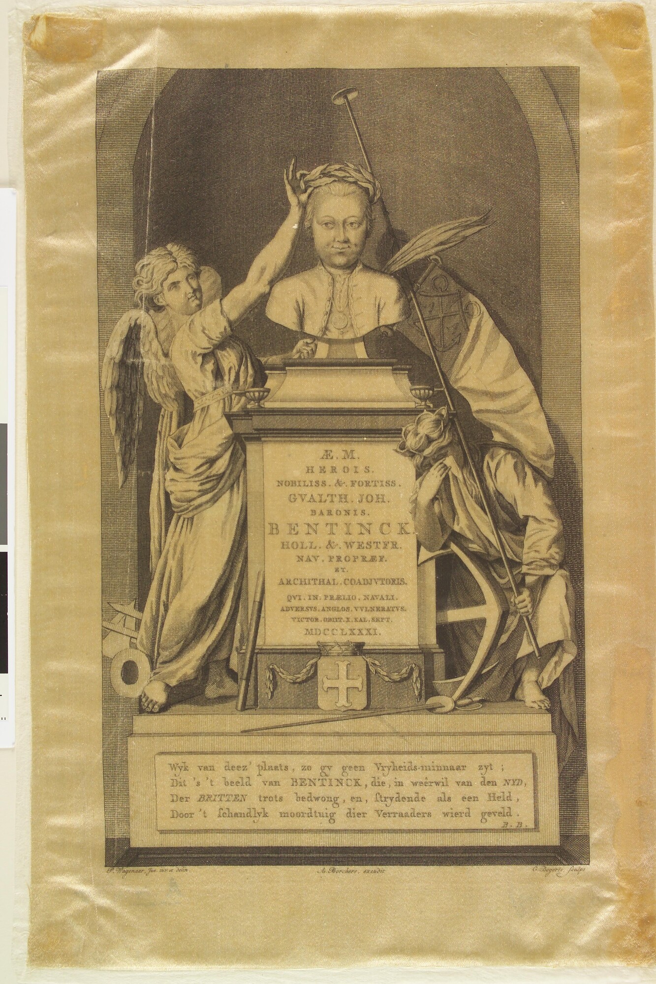 A.0145(179) [nr 0024b]; Zinneprent op de dood van Wolter Jan Gerrit baron Bentinck; prent
