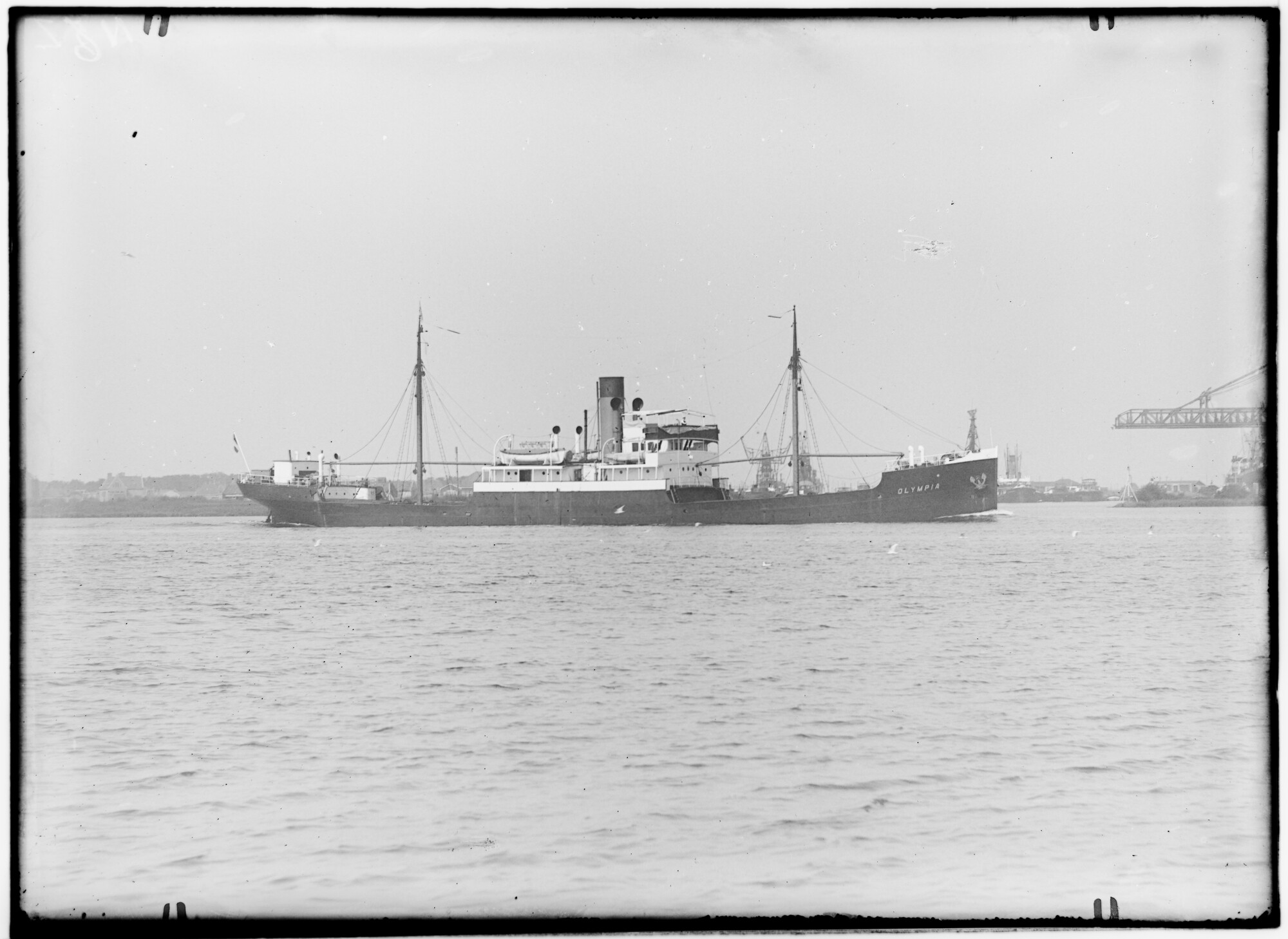 2018.1474; Glasnegatief van het vrachtschip Olympia (Duits, 1918); glasnegatief