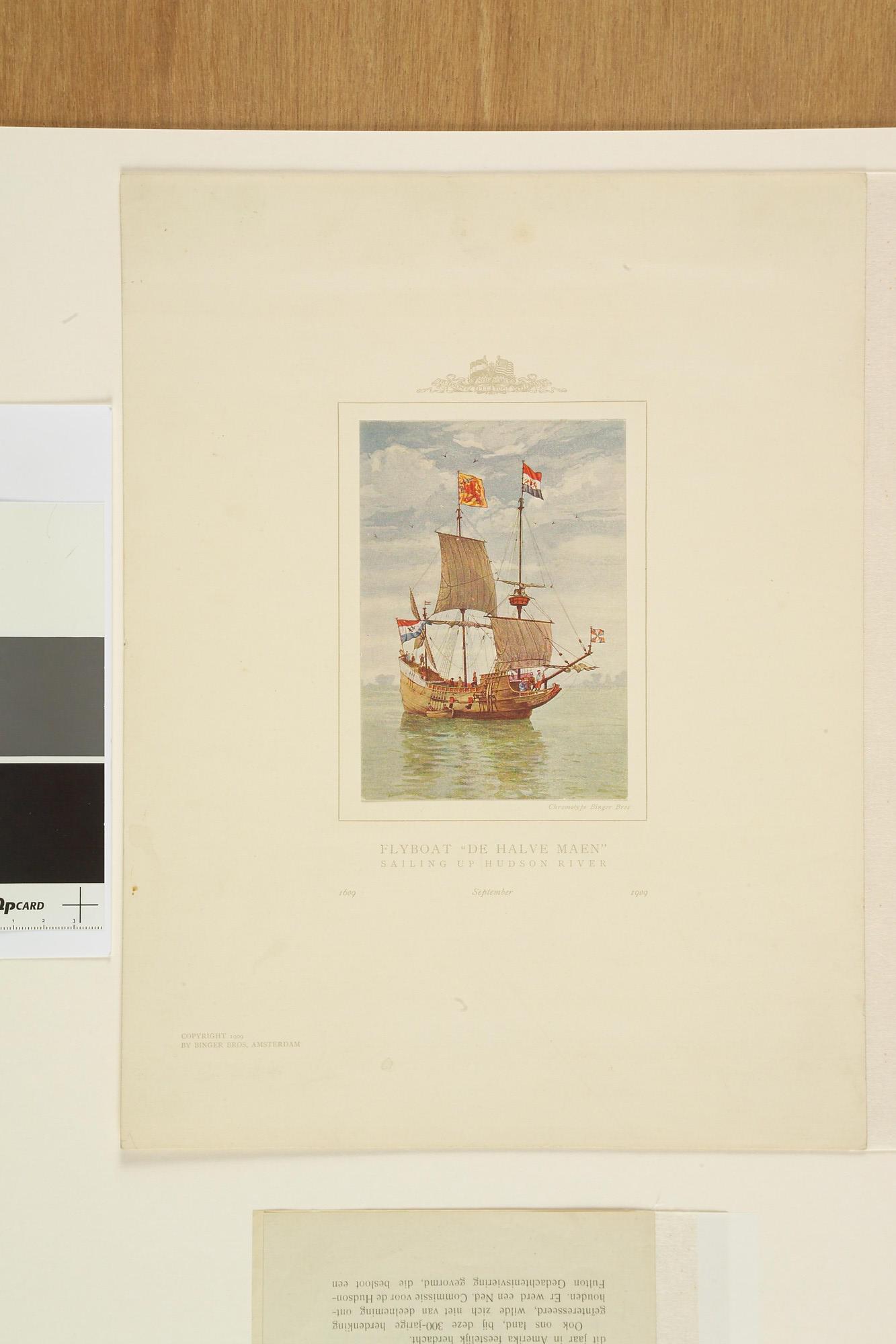 A.0356(44)1; De 'Halve Maen' op de rivier de Hudson; prent