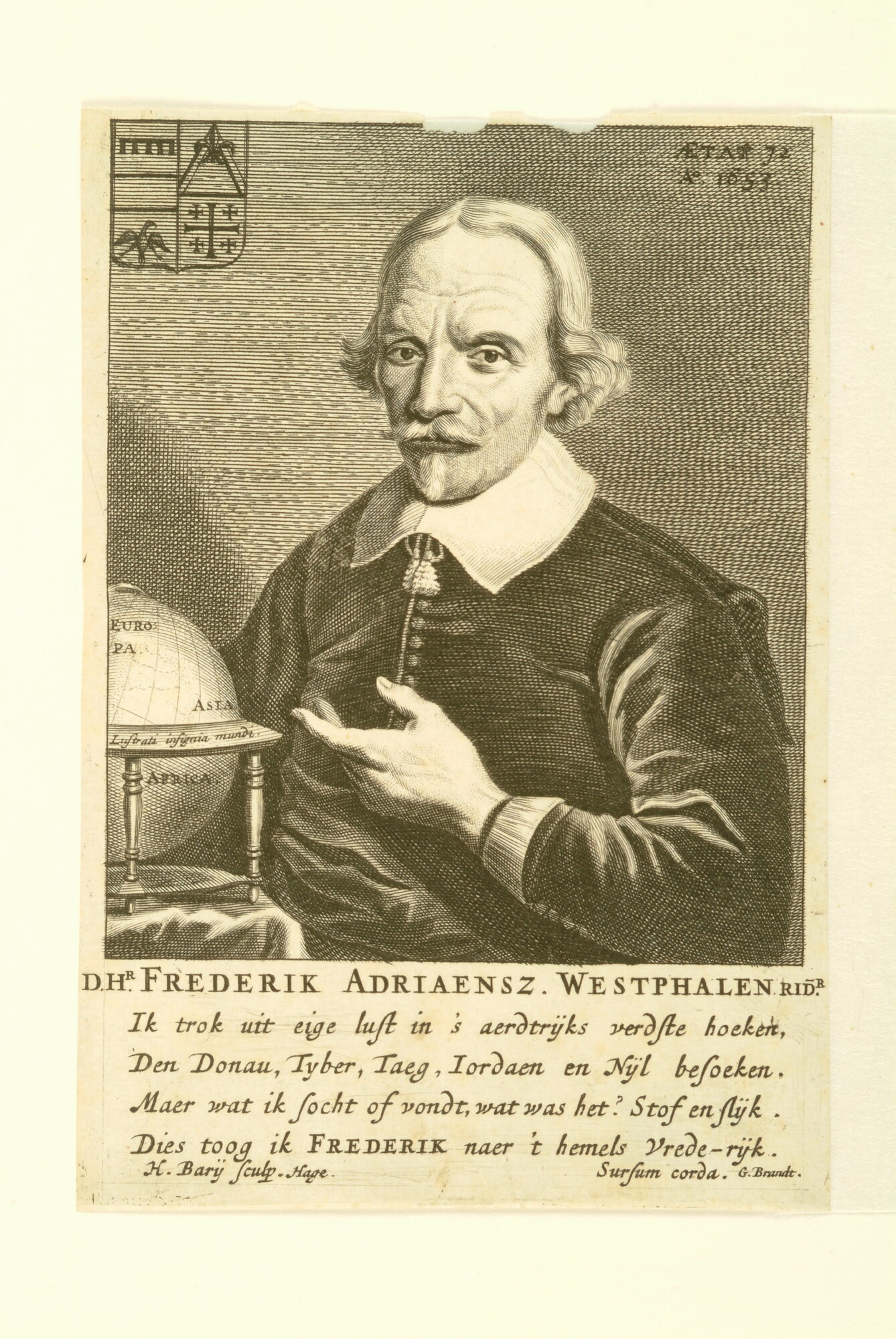 A.0075(209); Portret van ridder, reiziger en oudheidkundige Frederik Adriaansz Westfalen; prent