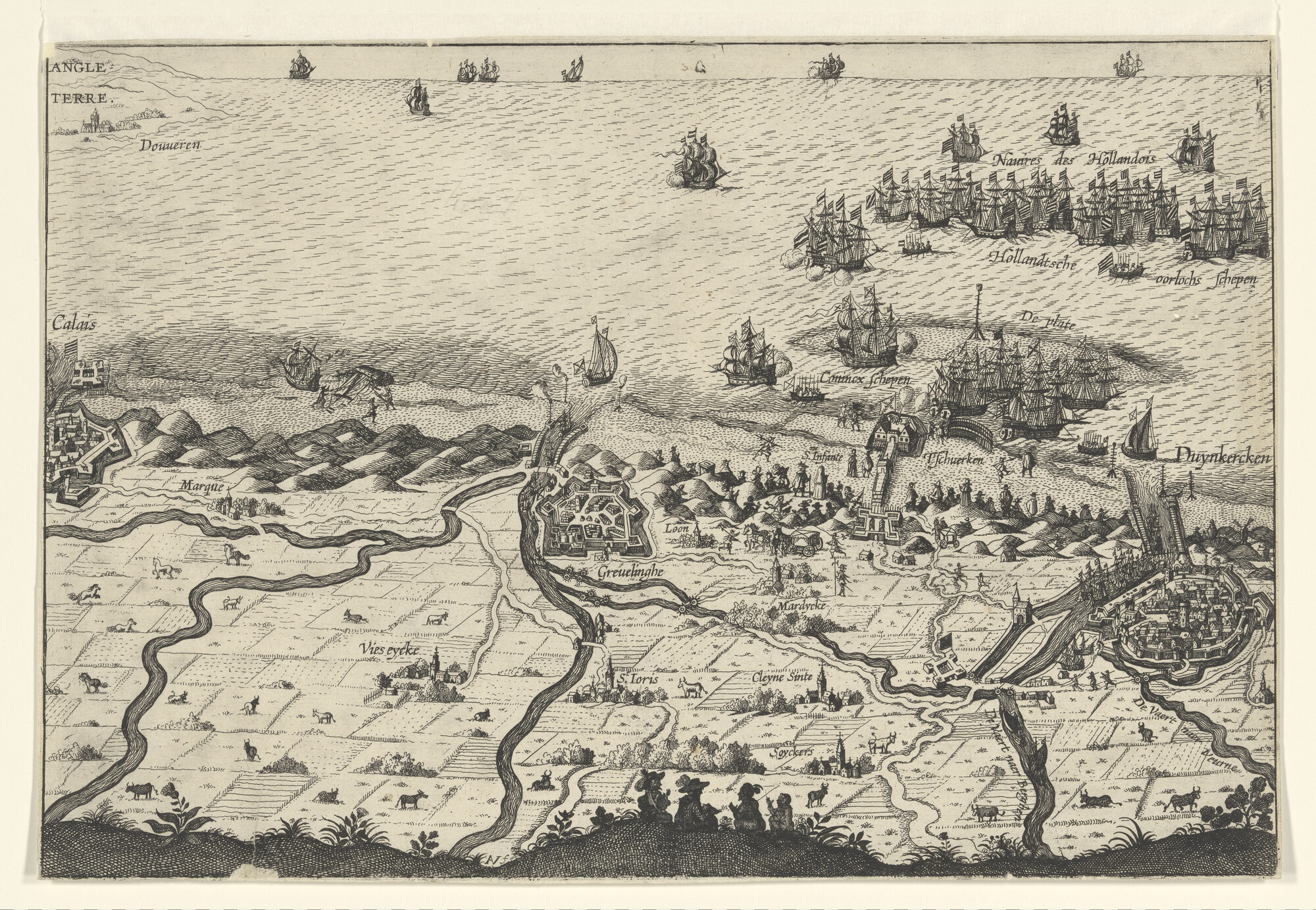 A.0145 [nr 0023]; Vogelvluchtkaart van de Vlaamse kust; prent