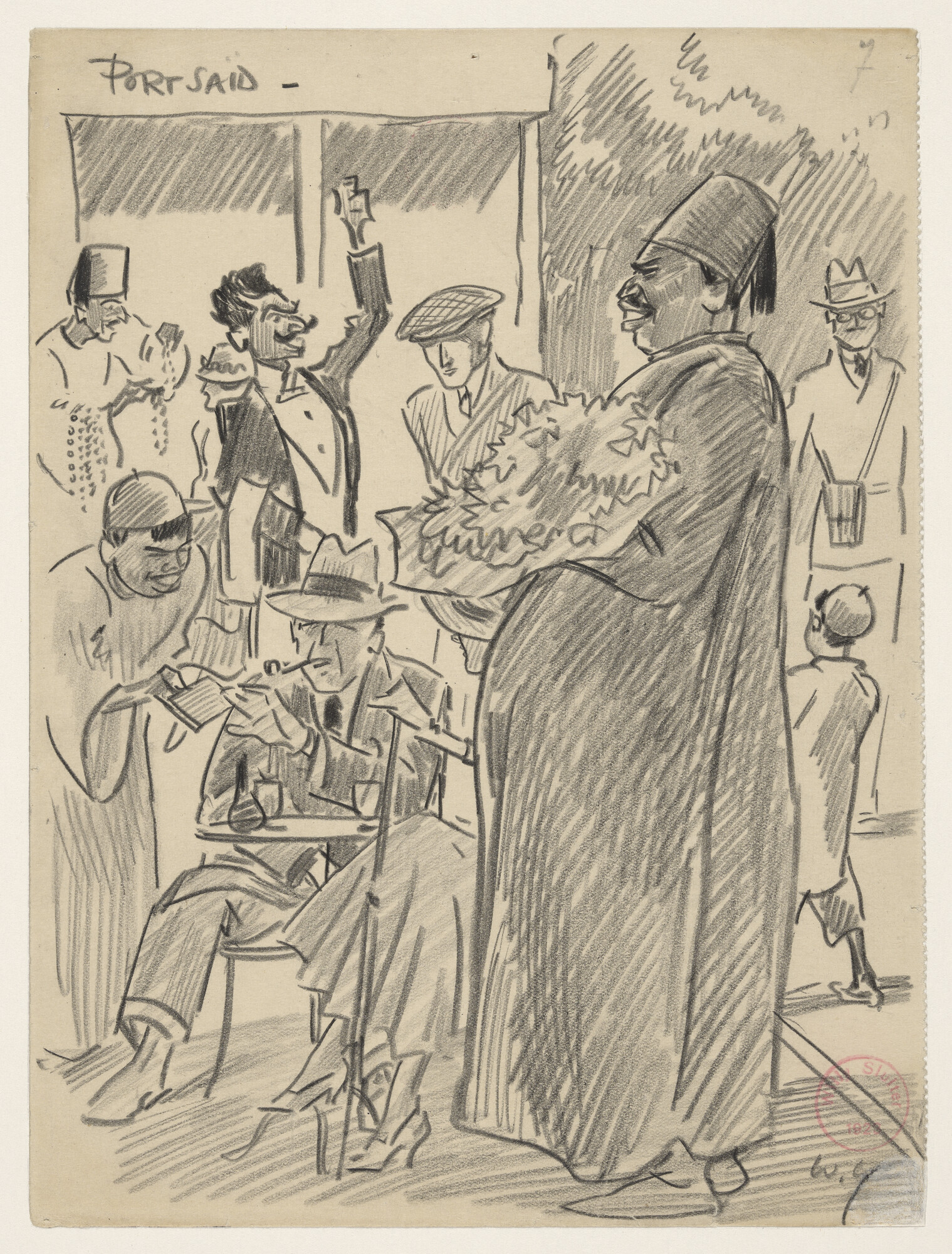 A.5616(05); Passagieren te Port Said; tekening