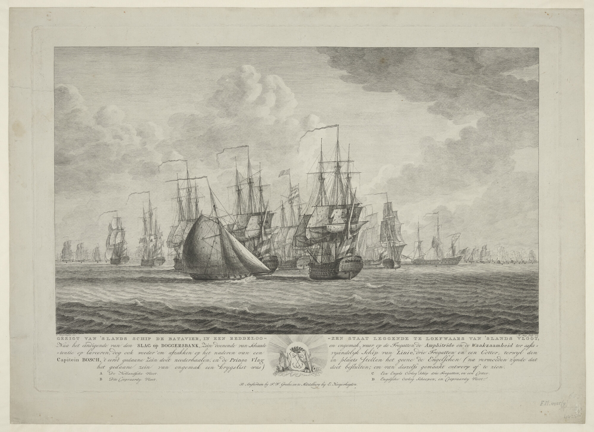 A.0511(02)d; Gezigt van 's Lands schip de Batavier; prent