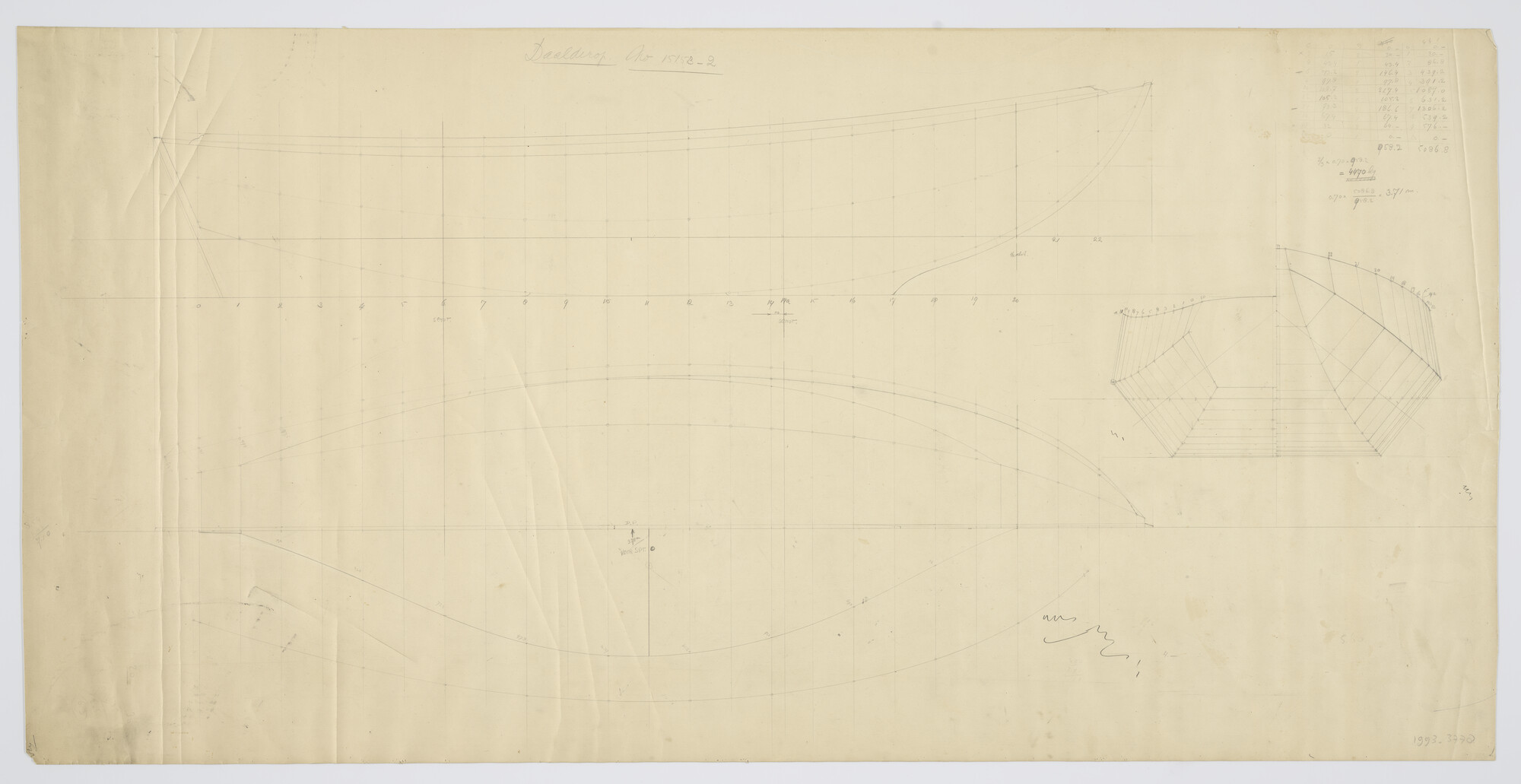 1993.3778; Lijnenplan van de Tholense schouw 'De Goede Hoop'; technische tekening