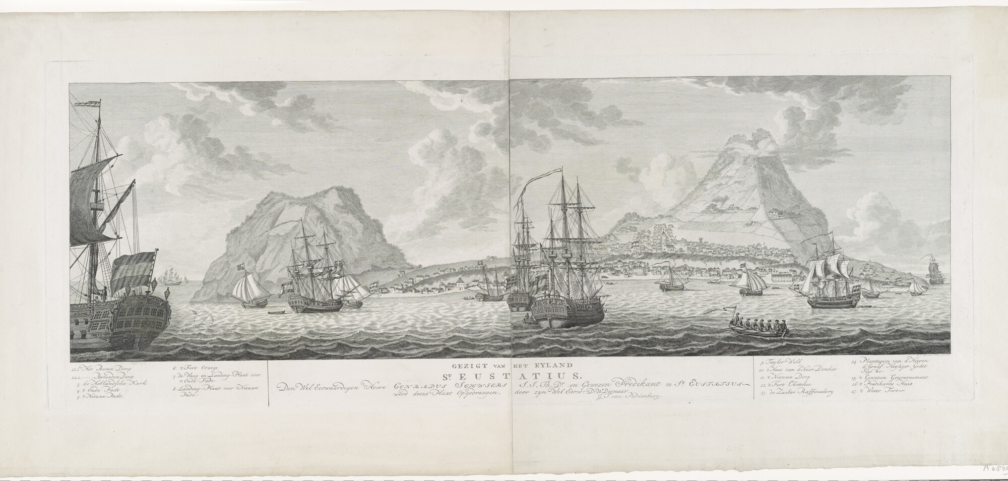 A.0869(01); Gezicht op Sint Eustatius; prent